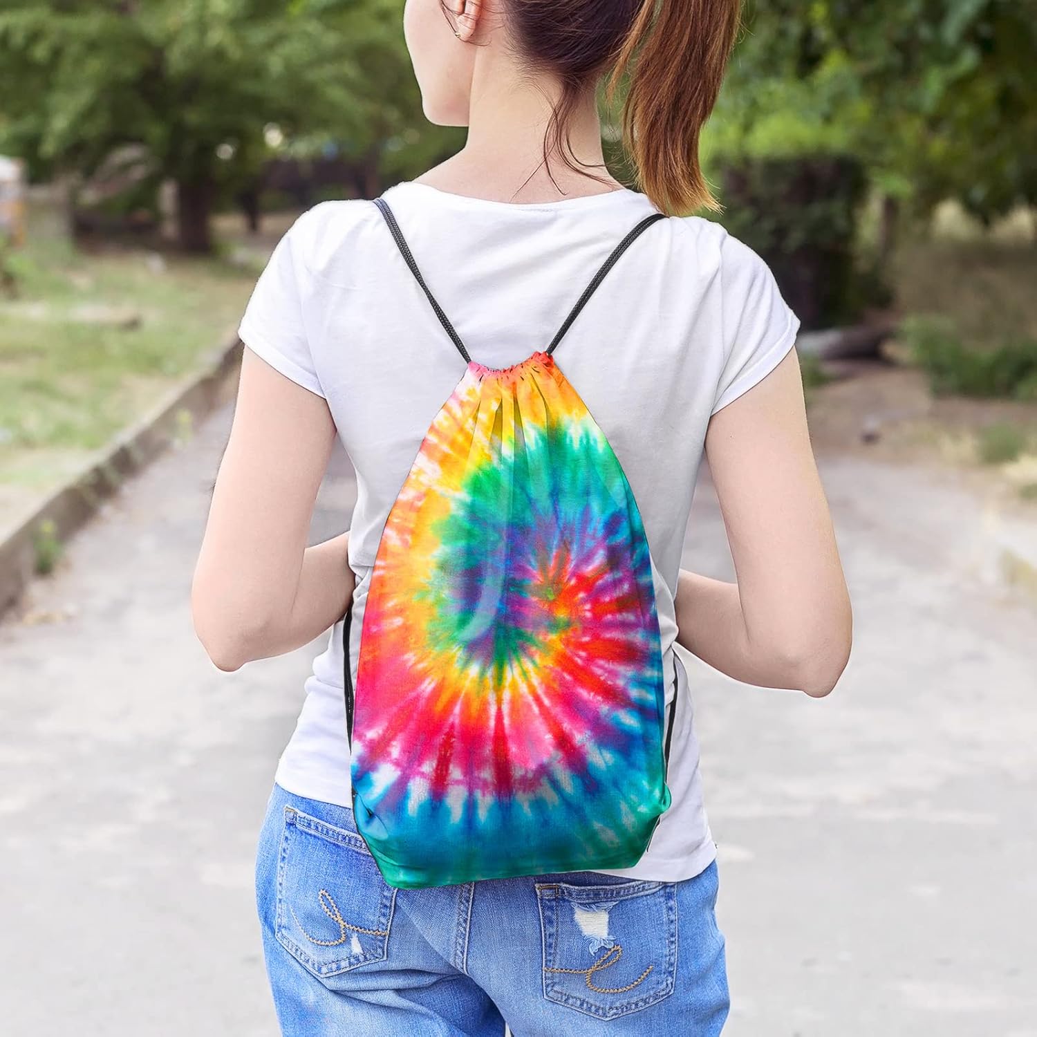 Saintrygo 12-Pack White Drawstring Tote Bags for Tie Dye and DIY