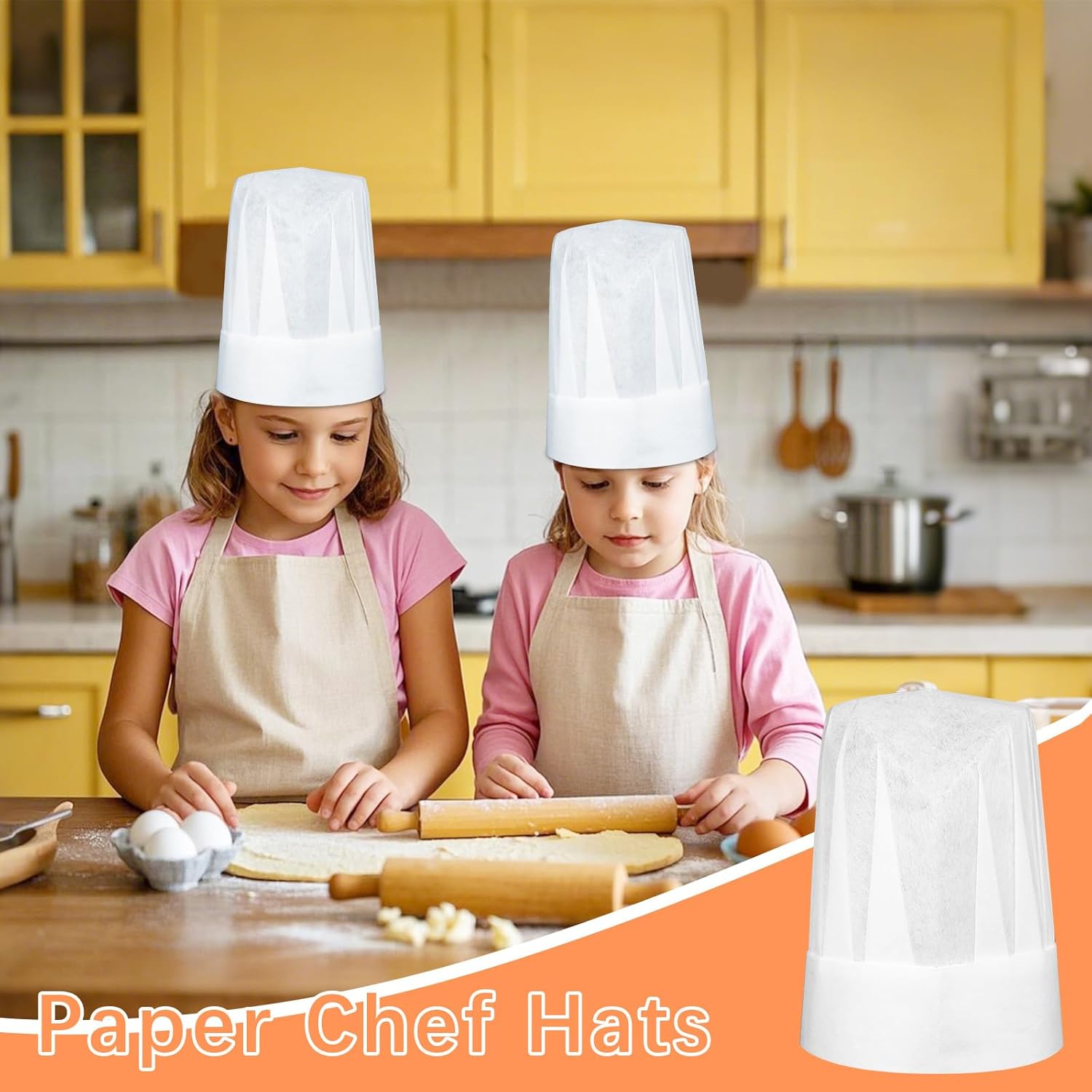 12 Pack White Disposable Chef Hats for Kids