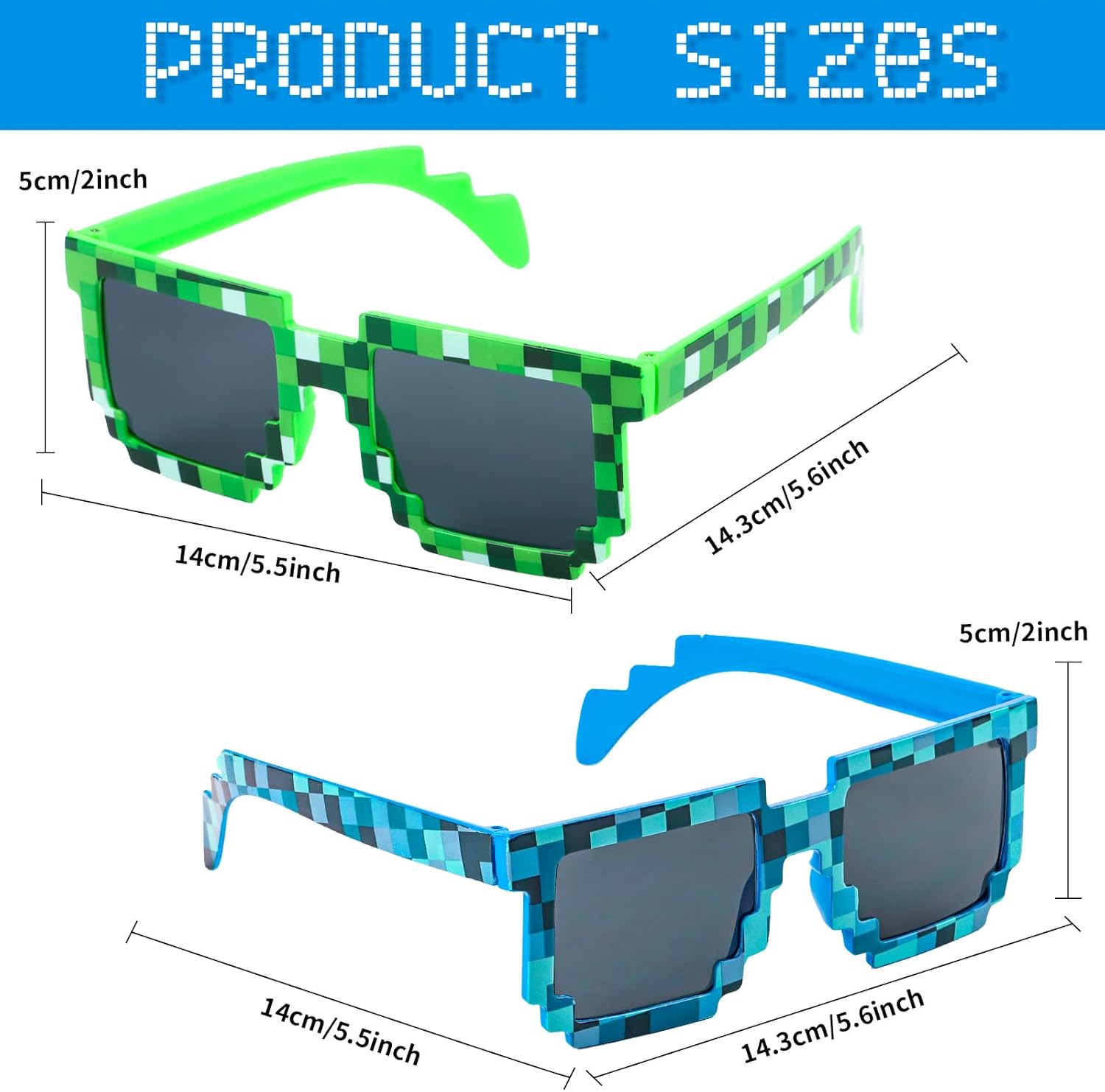 KIMOBER 12 Pack Pixel Sunglasses 6 Colors