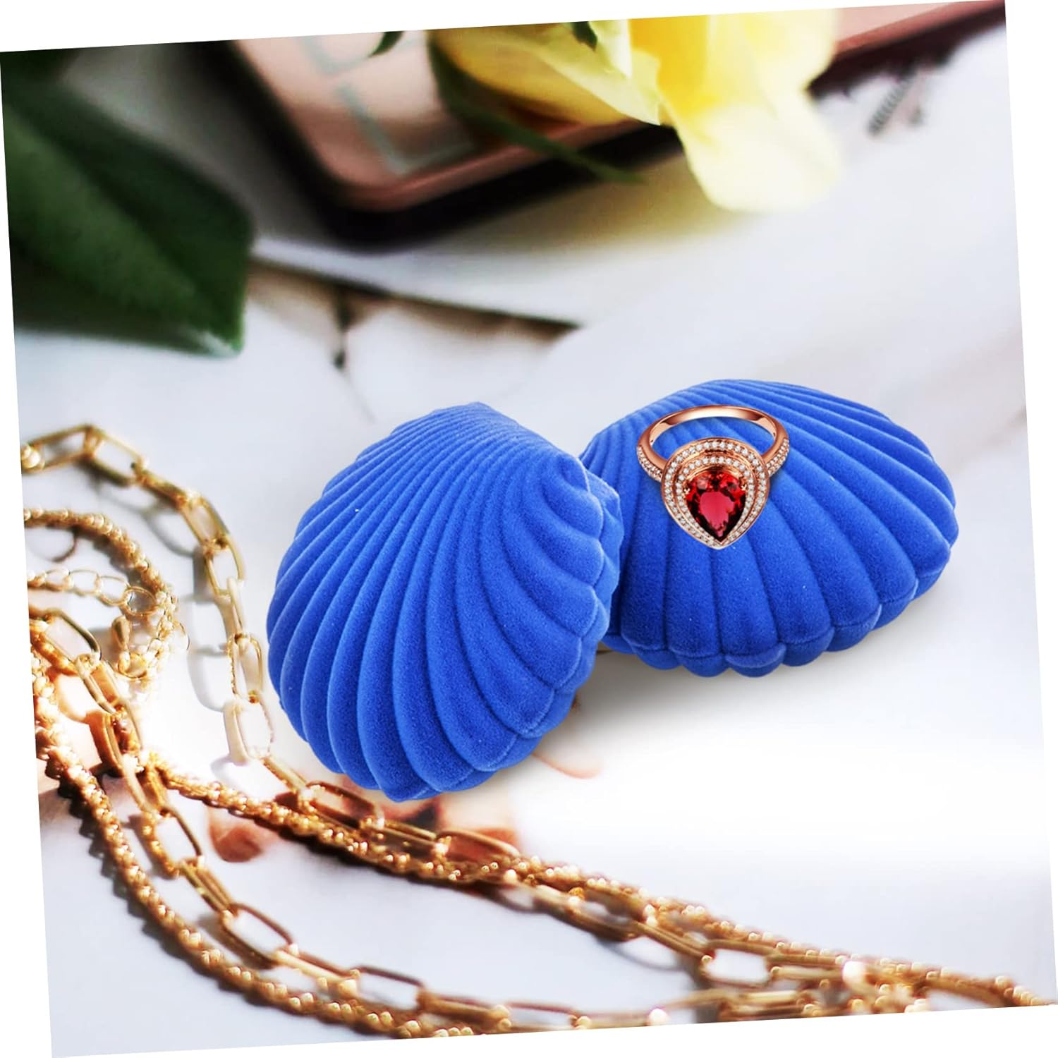 TENDYCOCO 2pcs Shell Jewelry Box Earring Organizer Case