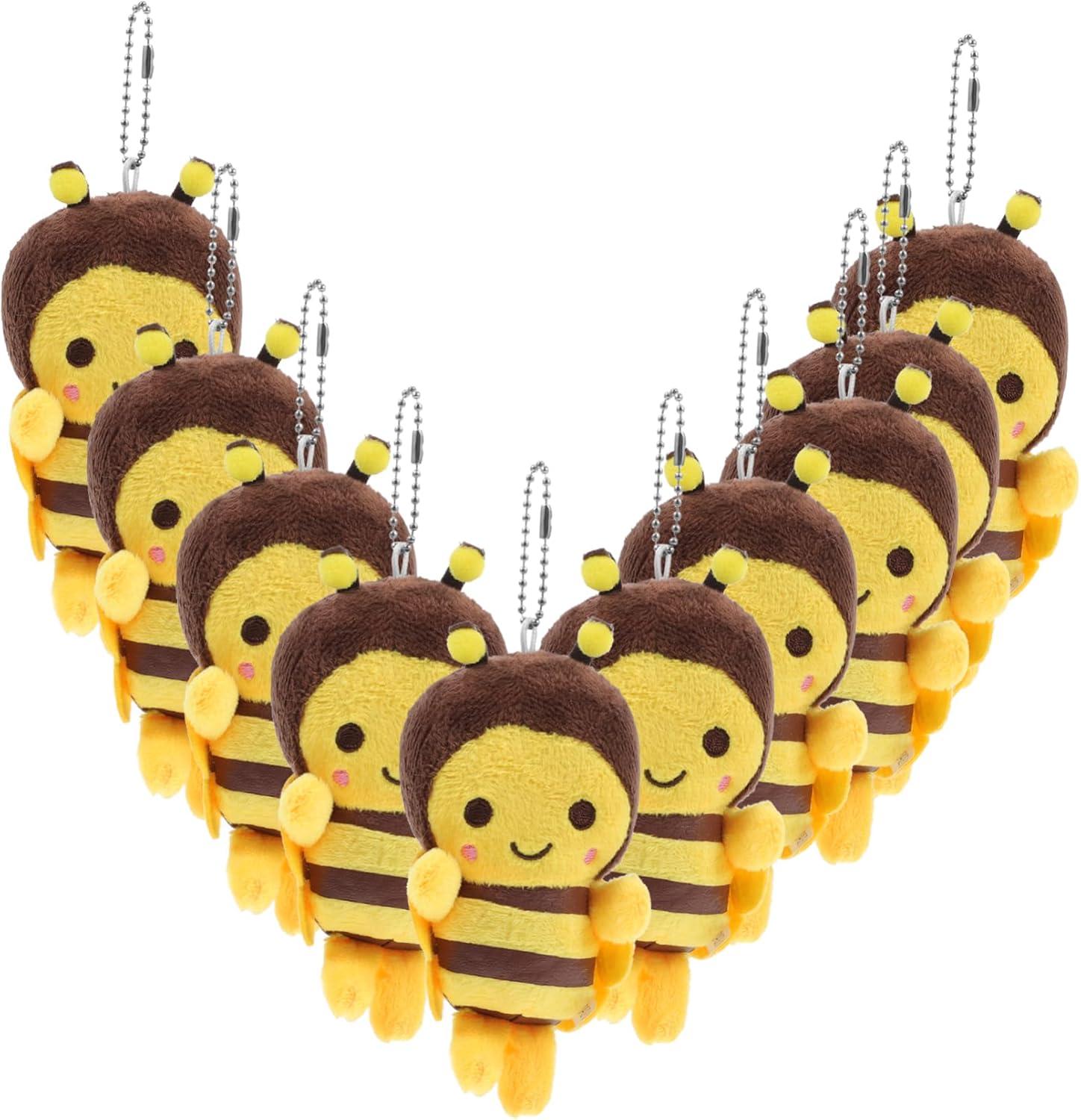 Kisangel Plush Bee Keychain Set for Kids 10pcs