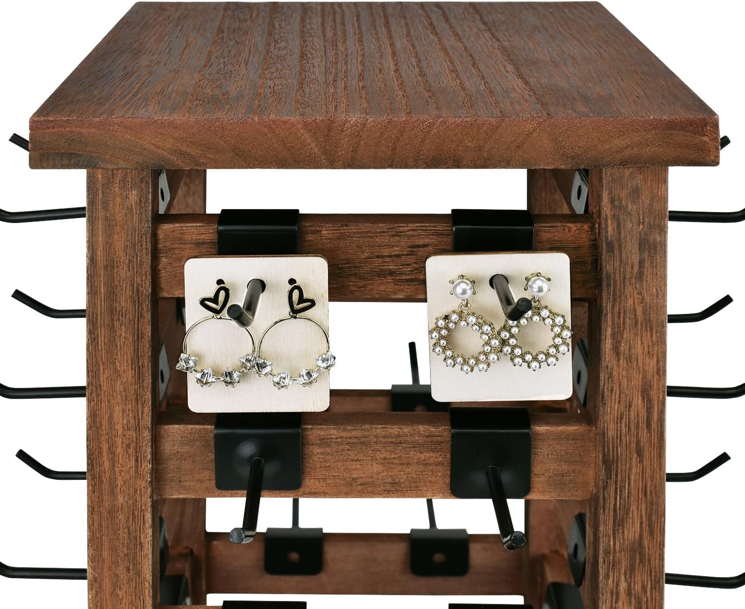 Ikee Design 5 Tiers Rotating Jewelry Display Tower with 42 Hooks