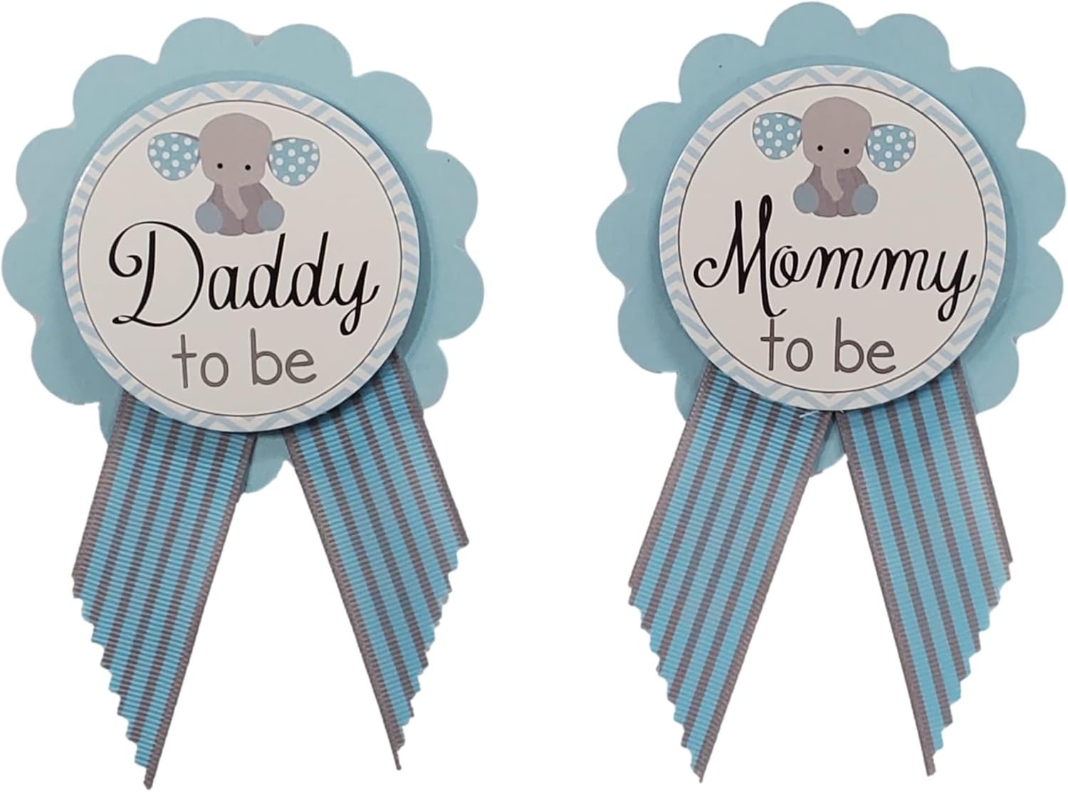 Mommy Daddy to Be Button Pins Elephant Baby Shower