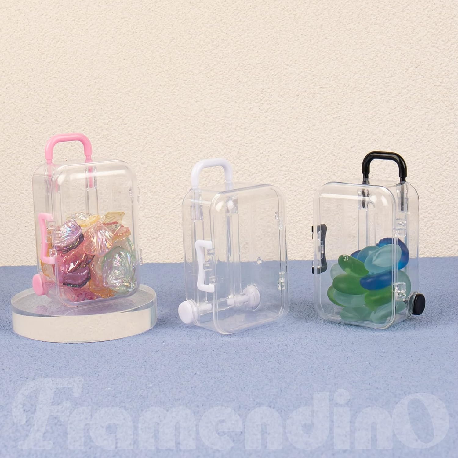 Framendino 8 Pack Plastic Mini Suitcase Jewelry Boxes