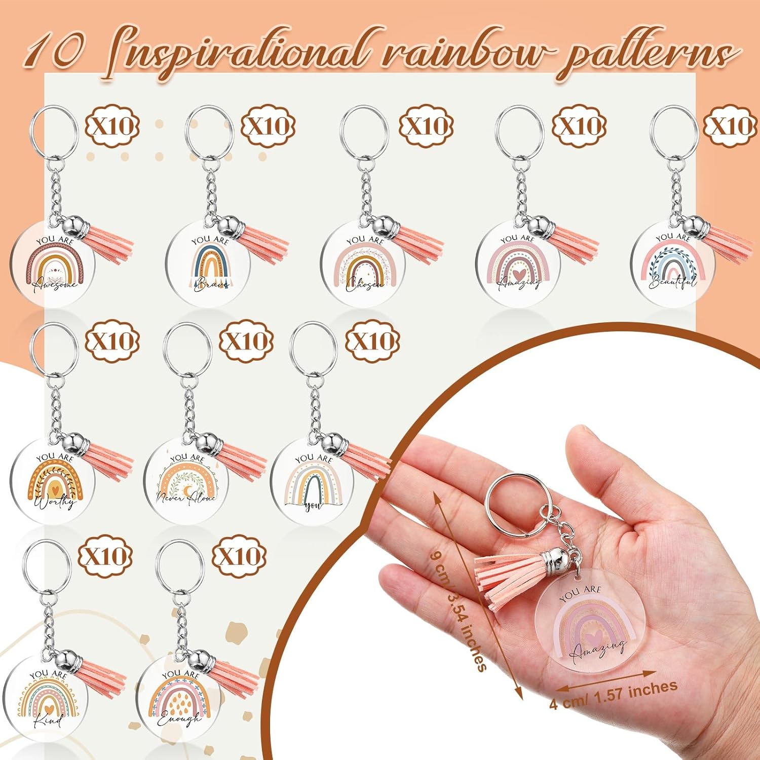 Unittype Inspirational Rainbow Keychain Set