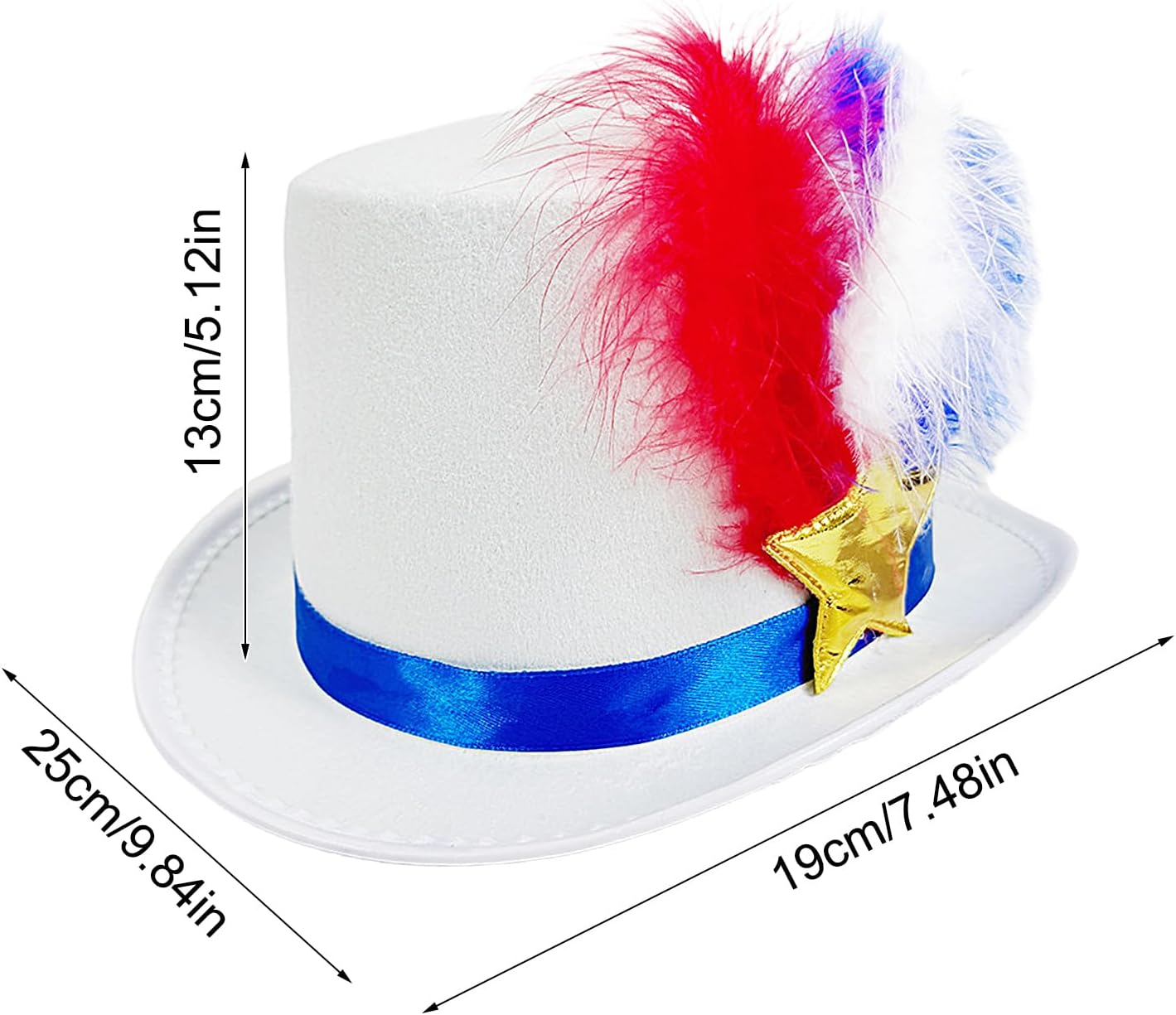 Independence Day Star Flag Feather Top Hat 984x748x512 Inches