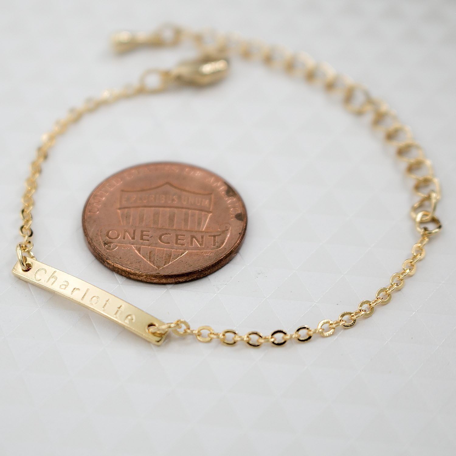 Personalized Baby Name Bar ID Bracelet 16k Gold Plated