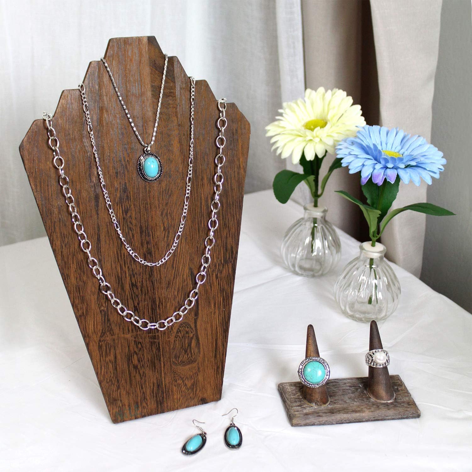 Ikee Design 2 Pcs Lightweight Wooden Necklace Display