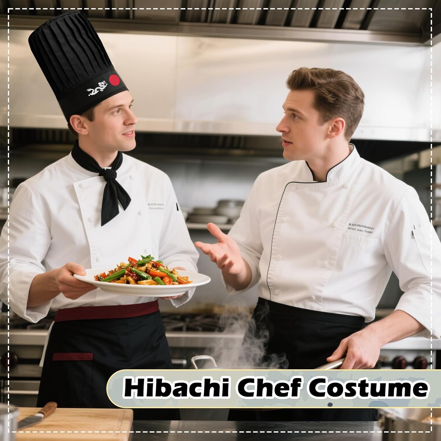 Hibachi Chef Costume Set 4PC - Hat Apron Headband Tie