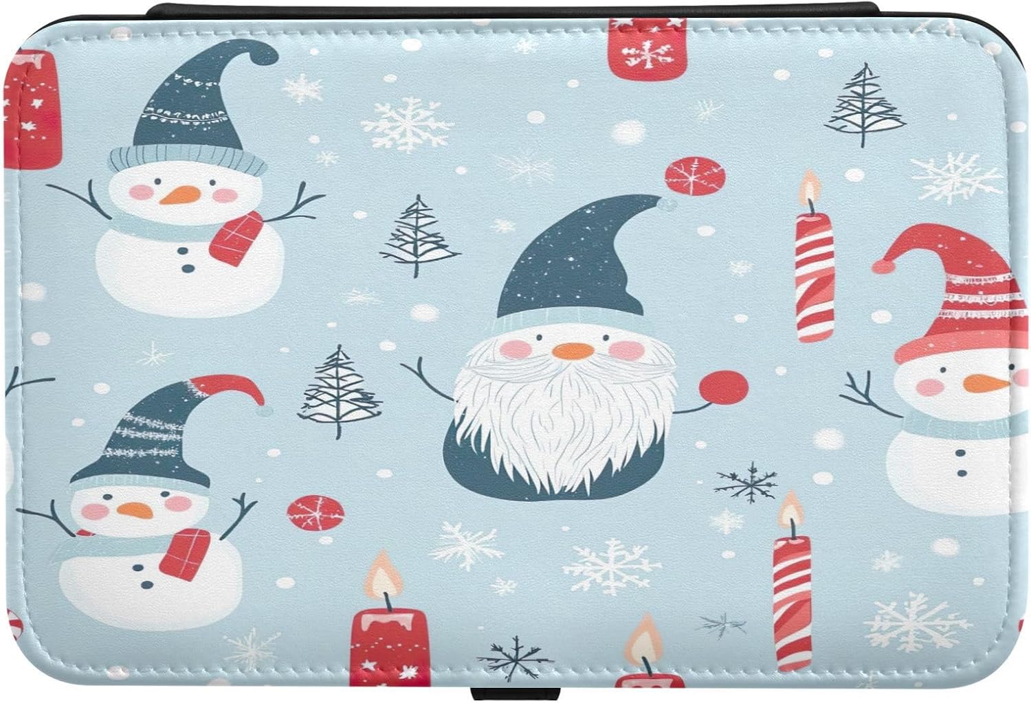 Snowman and Candle Jewelry Box PU Leather Travel Organizer