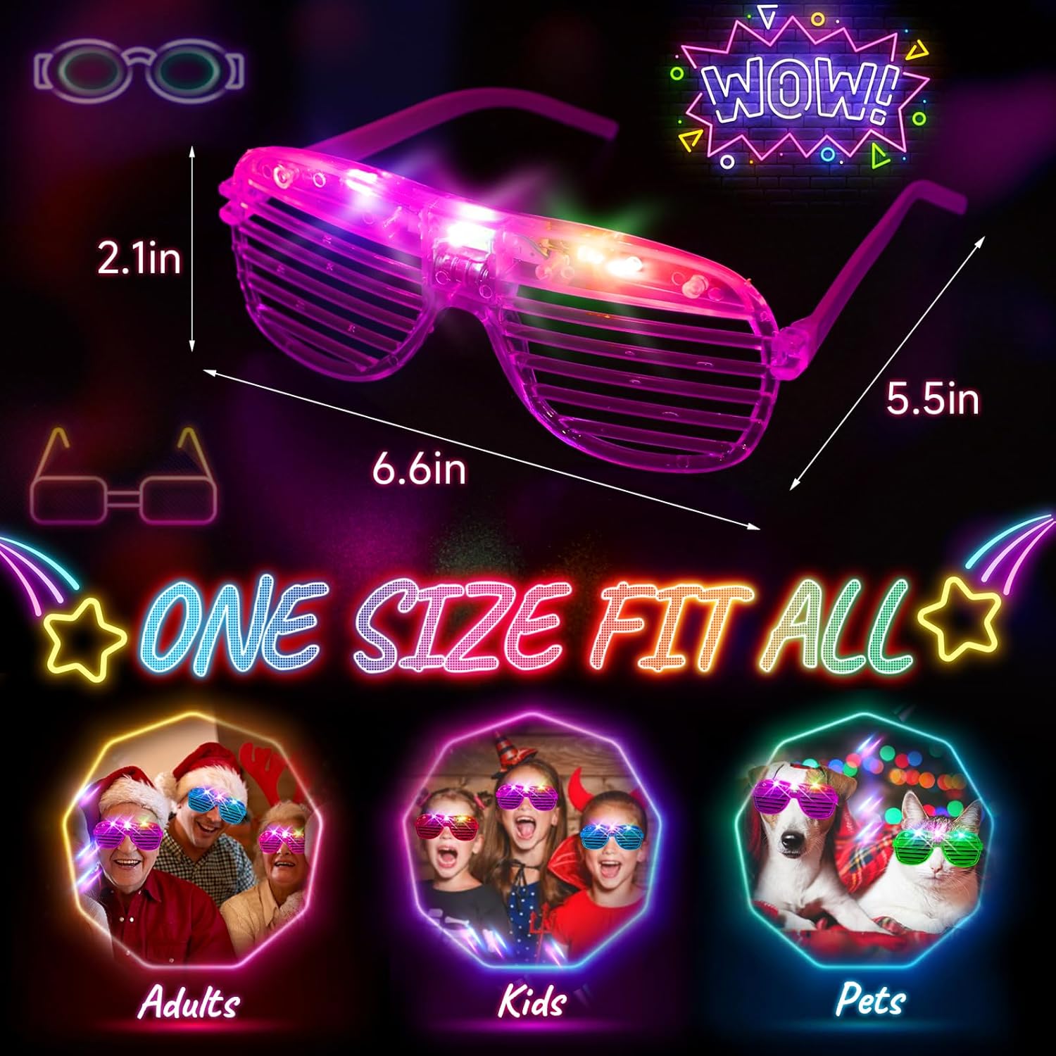 HONLYNE 105 PCS LED Glasses Neon Party