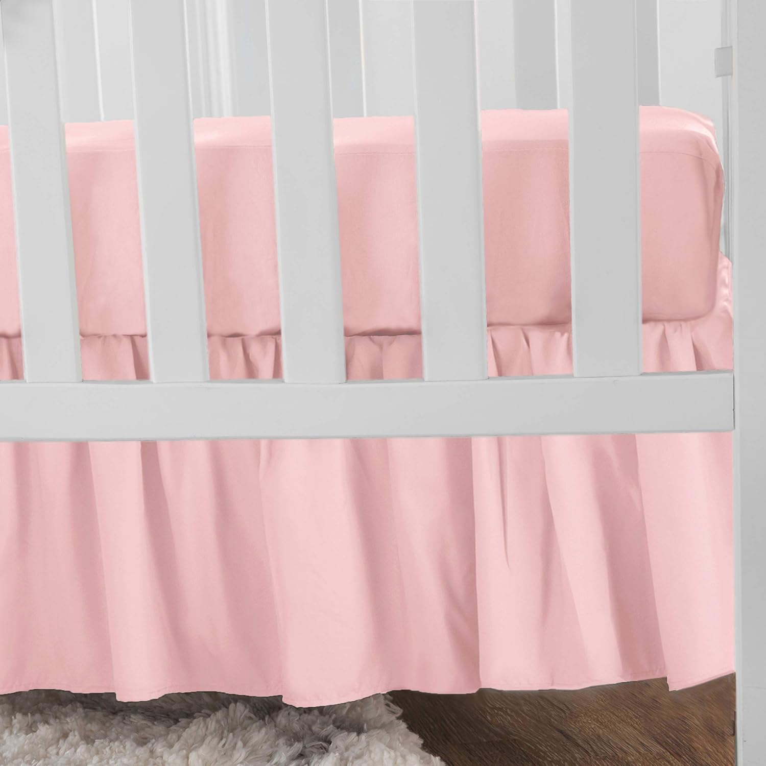 American Baby Company Ultra Soft Microfiber Ruffled Mini Crib Skirt Blush Pink
