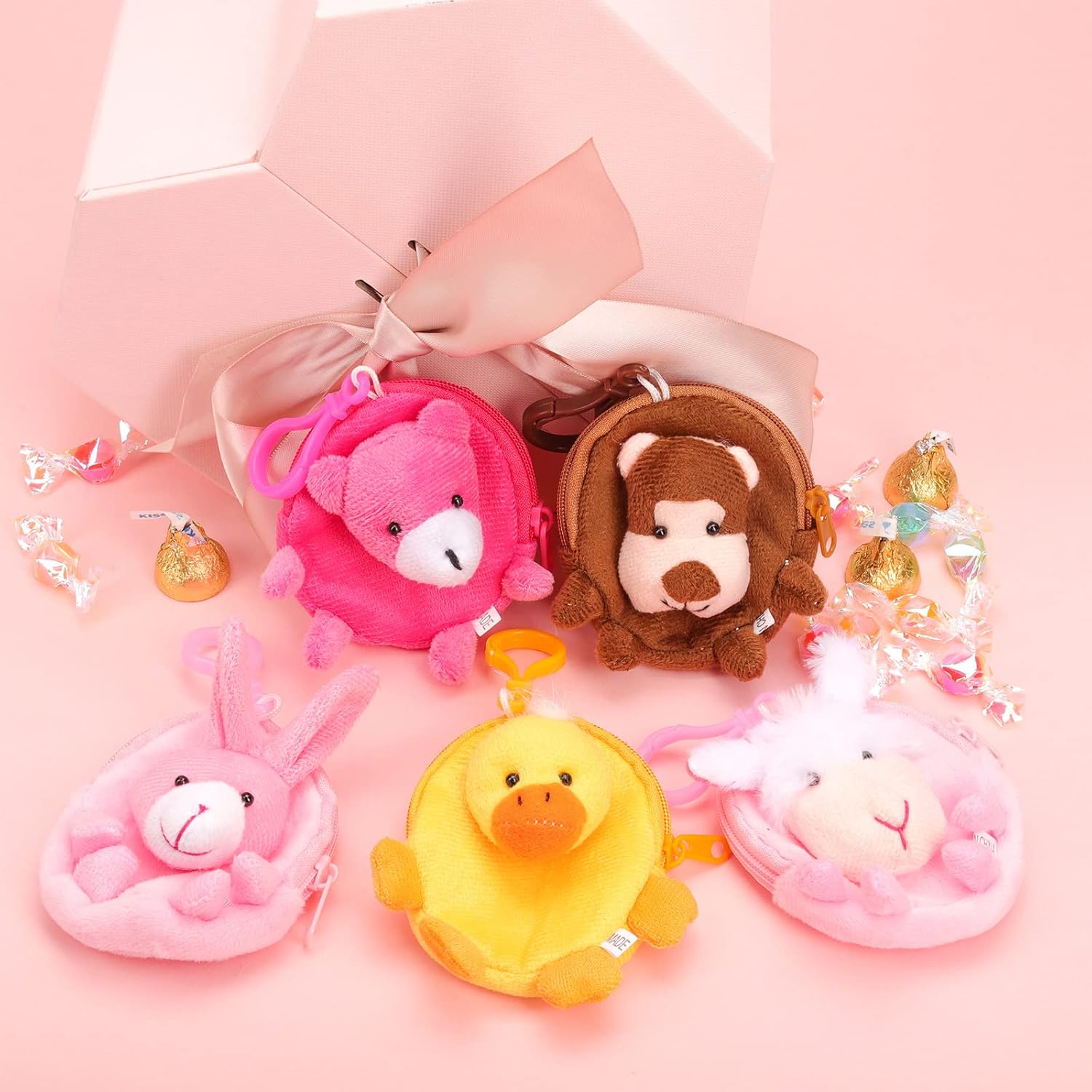 Mini Animals Stuffed Coin Bag Keychain Wallet for Kids