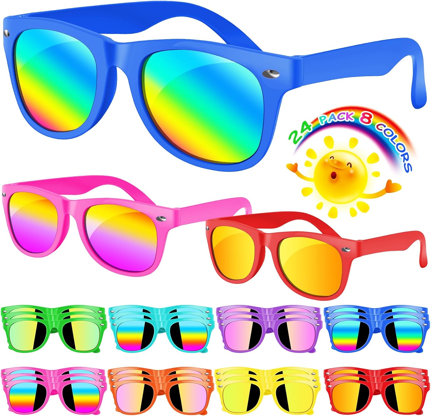 Kids Neon Sunglasses 24 Pack Party Favor