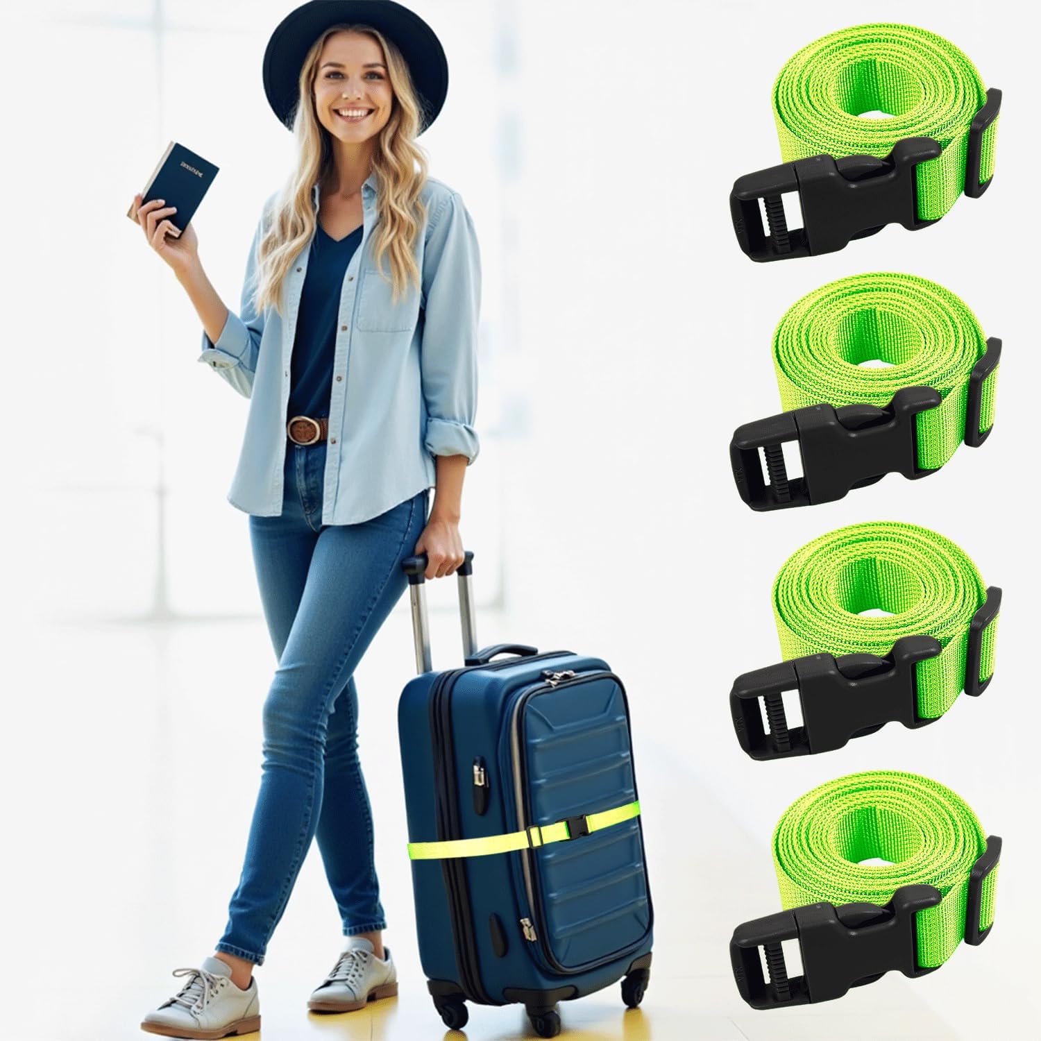 XTACER 1 Inch MOLLE Luggage Strap with Buckle