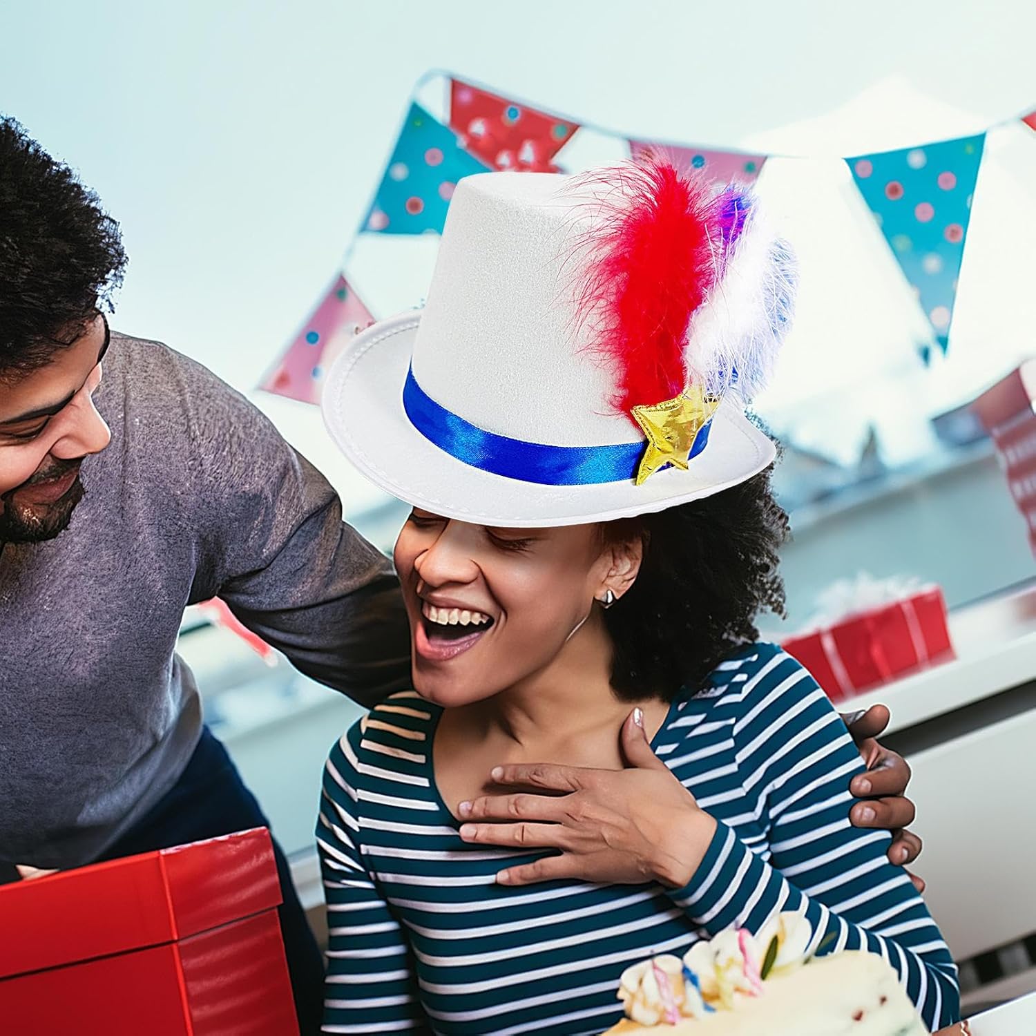 Independence Day Star Flag Feather Top Hat 984x748x512 Inches