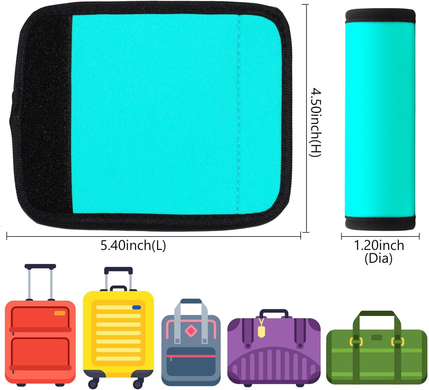 BAGSWEET Luggage Handle Wrap 6 Pack - Aqua