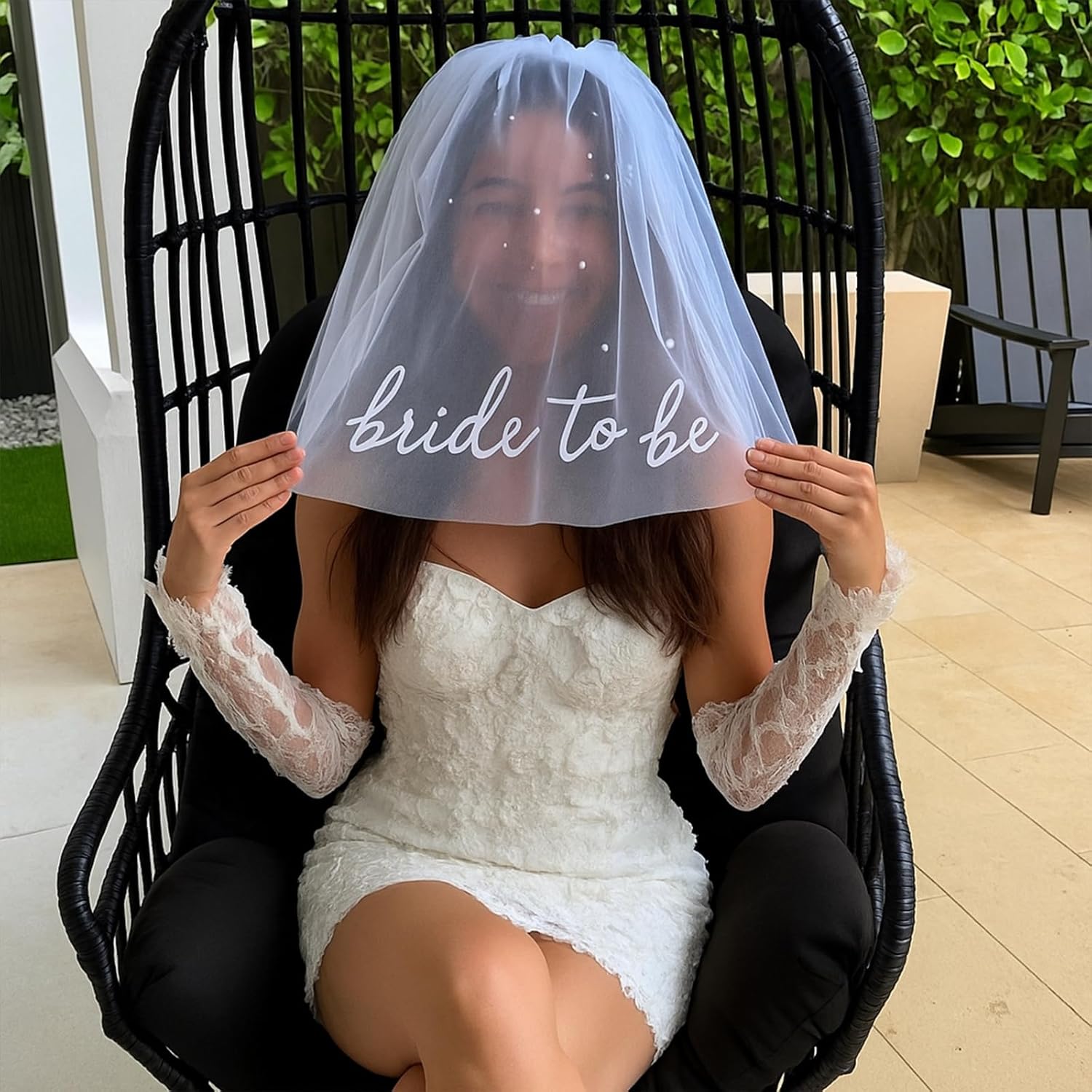 Bride to Be Sash Veil with Pearls