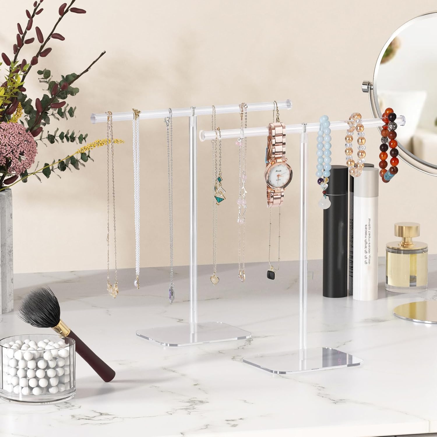 Clear Acrylic Jewelry Stand 2 Tower Display Organizer