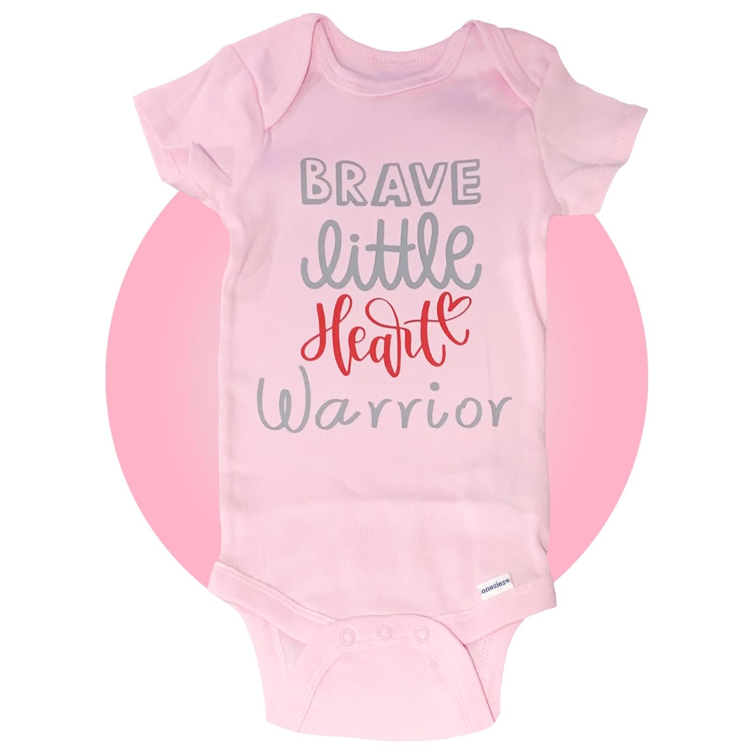 Personalized Heart Warrior Baby CHD Onesies - Pink - Unisex 100 Cotton