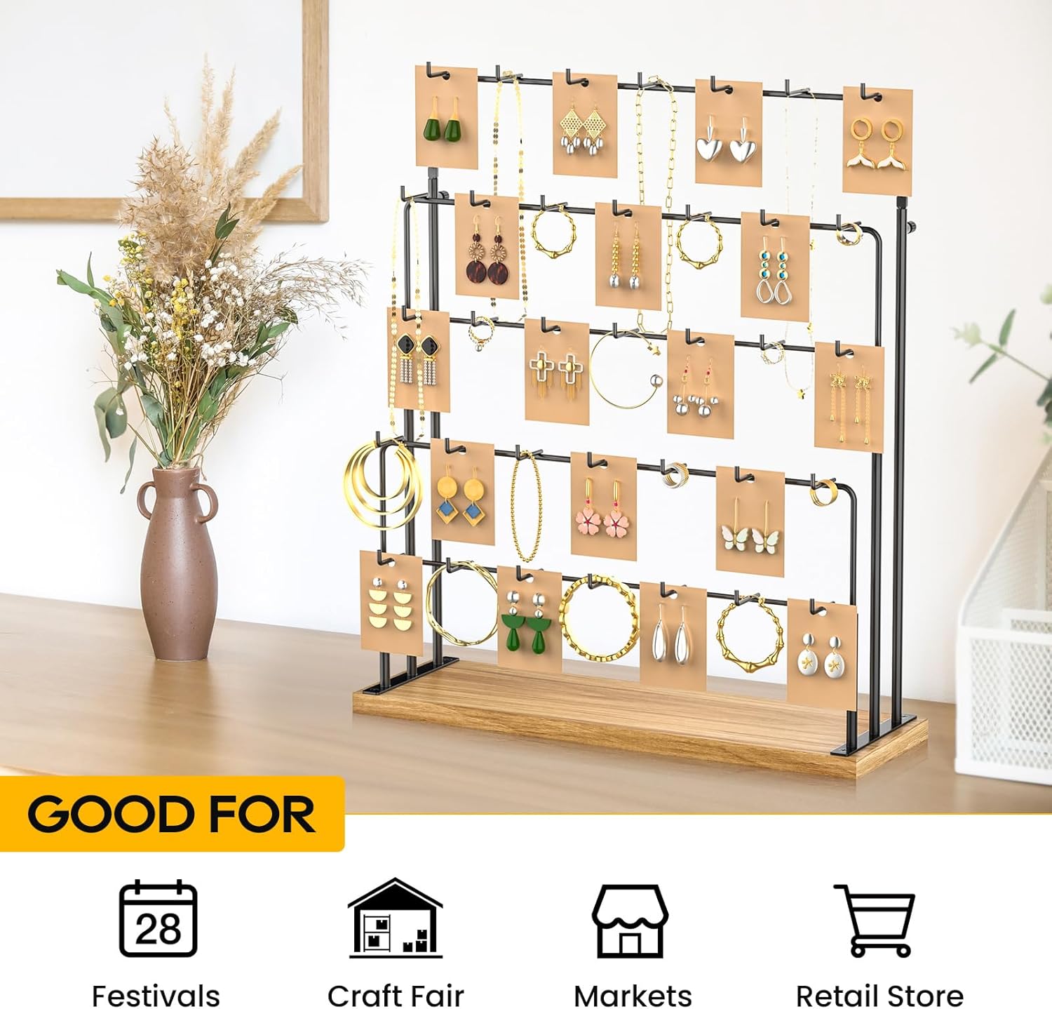 ORLESS Jewelry Display Stand with 35 Hooks