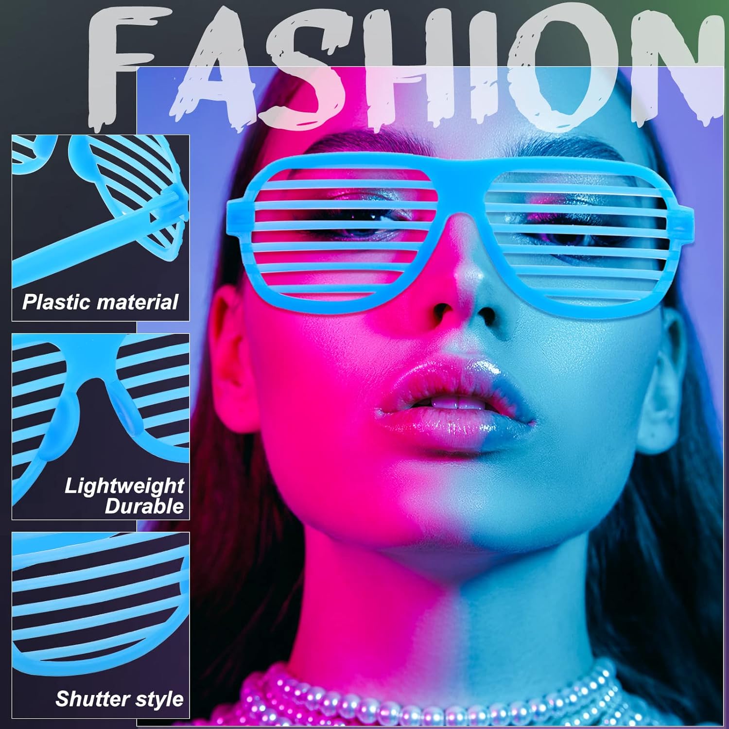 100 Pack Neon Plastic Shutter Shades Sunglasses