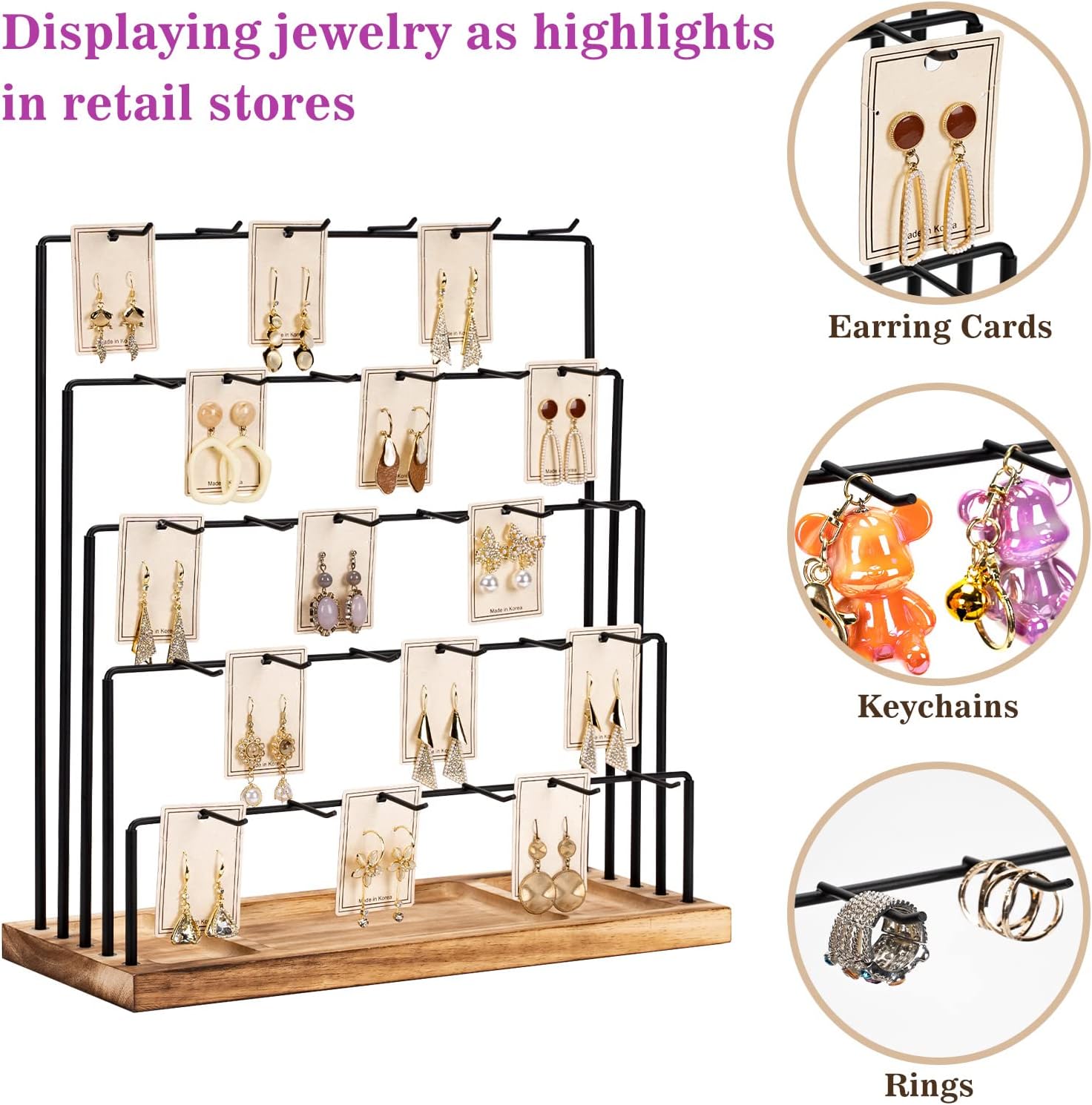 Earring Display Stand with 5 Tiers and 30 Hooks