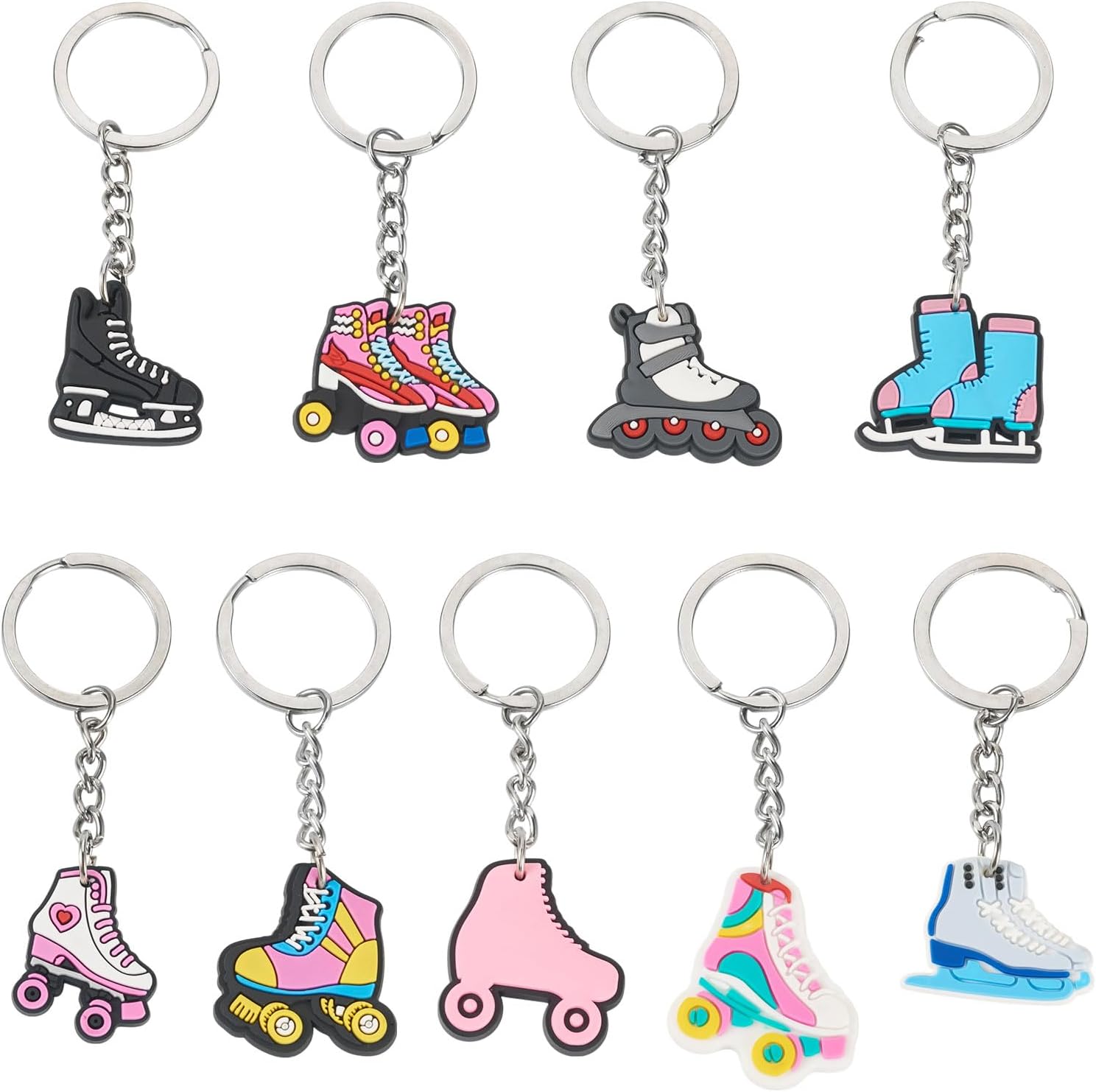9Pcs Ice Skate Keychains for Backpack Car Keys Party Favors Gifts