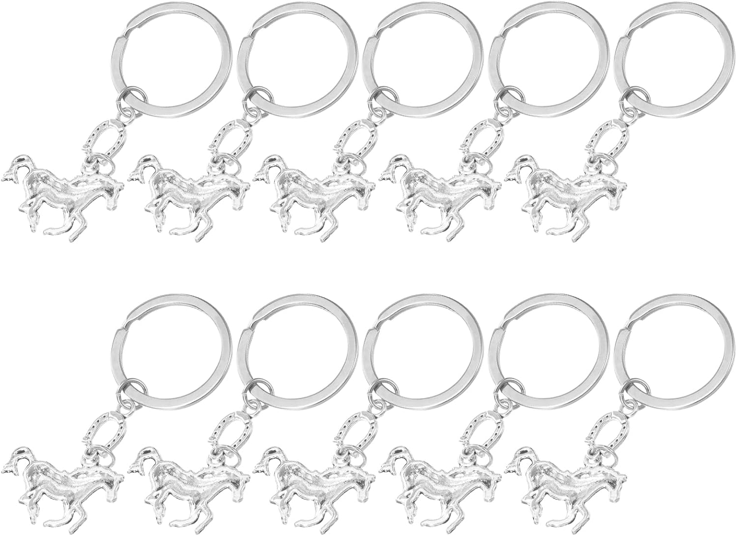 LOGOFUN 20pcs Horse Keychain with Horseshoe Design