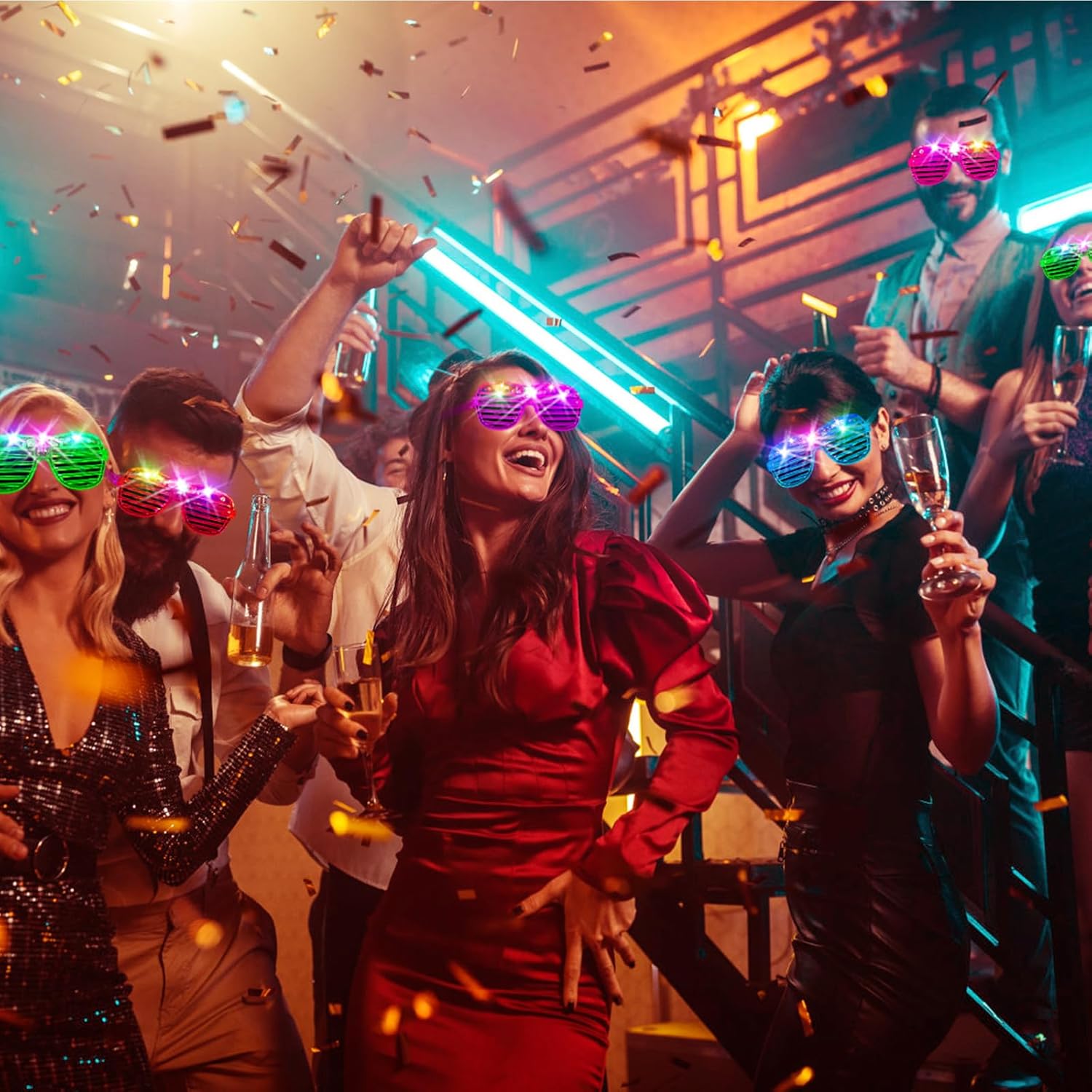 HONLYNE 105 PCS LED Glasses Neon Party