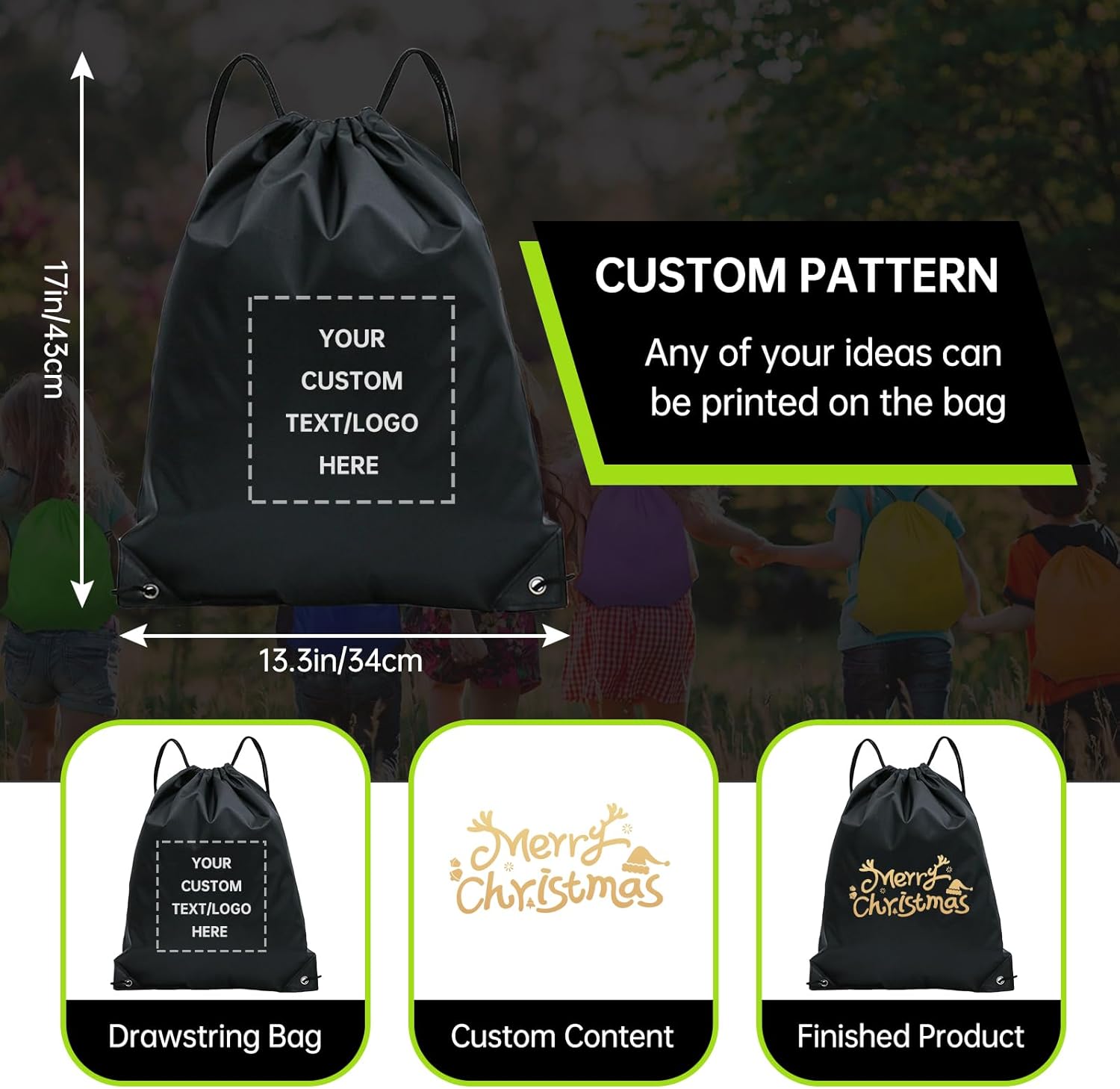Custom Drawstring Backpacks 10 50 100 200 Pack