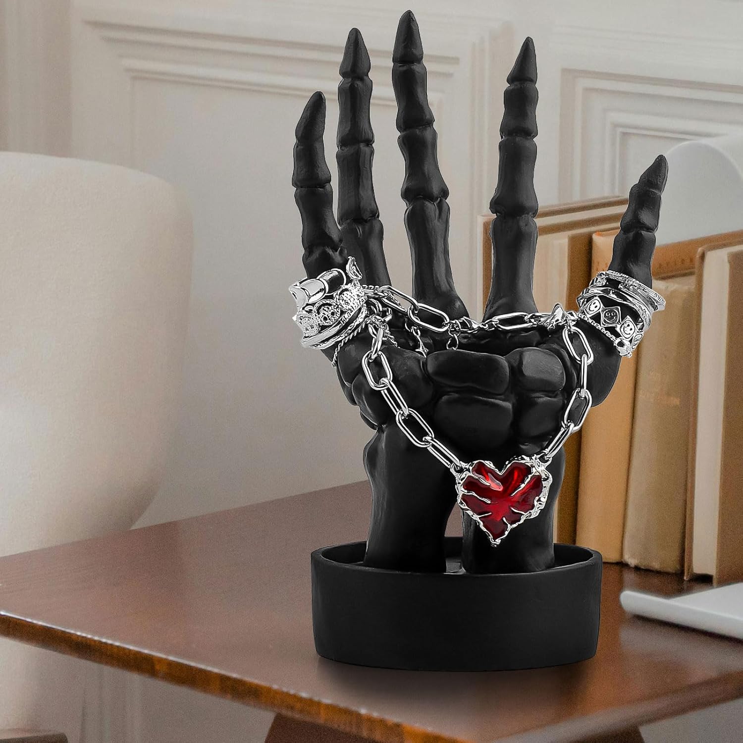 Skeleton Hand Ring Holder Gothic Halloween Decor Black