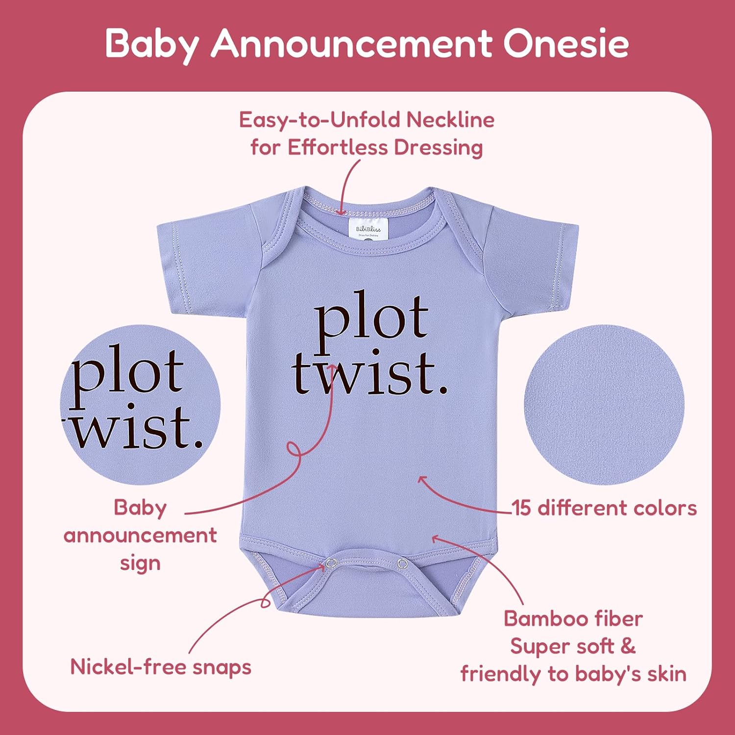 Plot Twist Baby Announcement Bodysuit for 0-3 Months