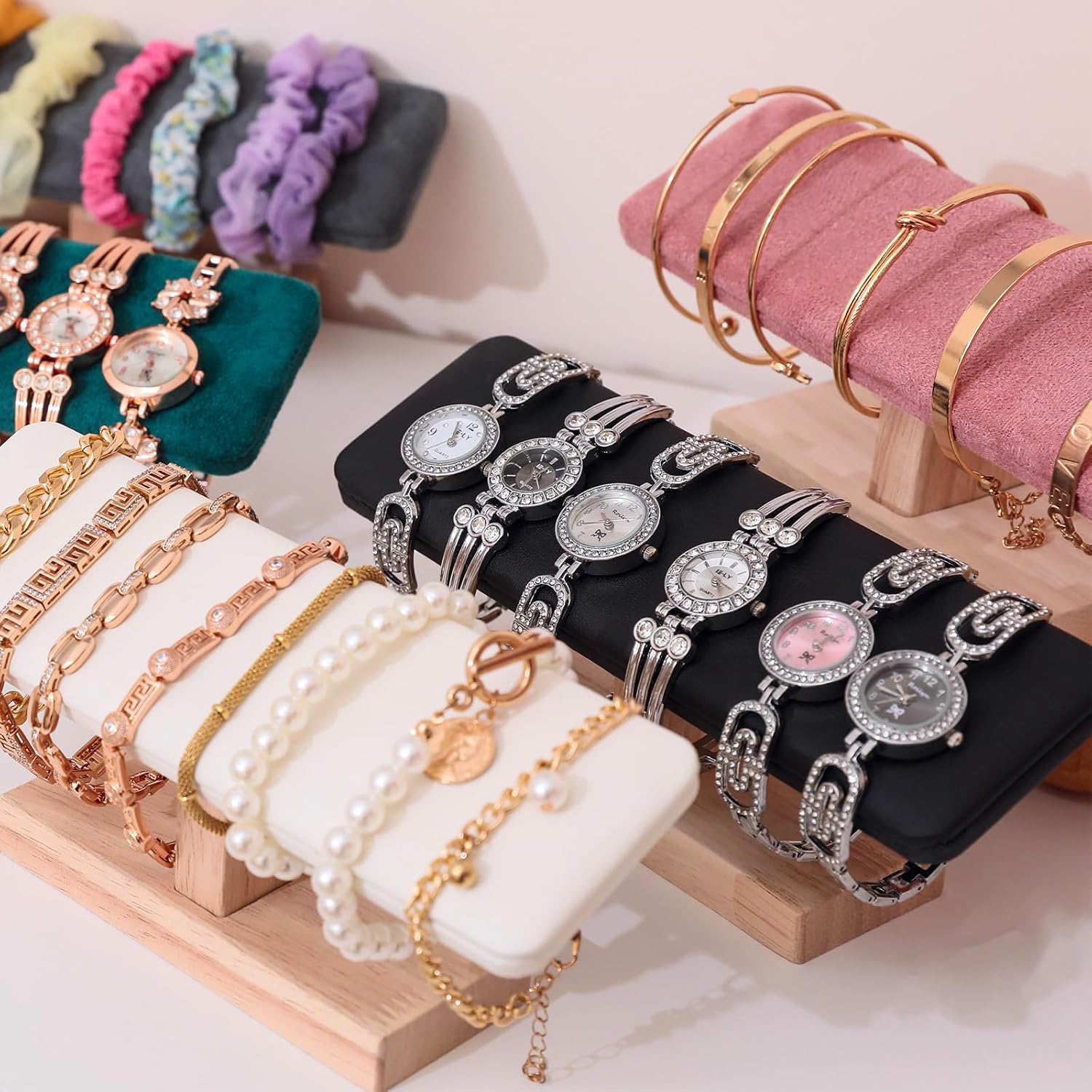 Modern T-Shaped Wooden Jewelry Display Stand