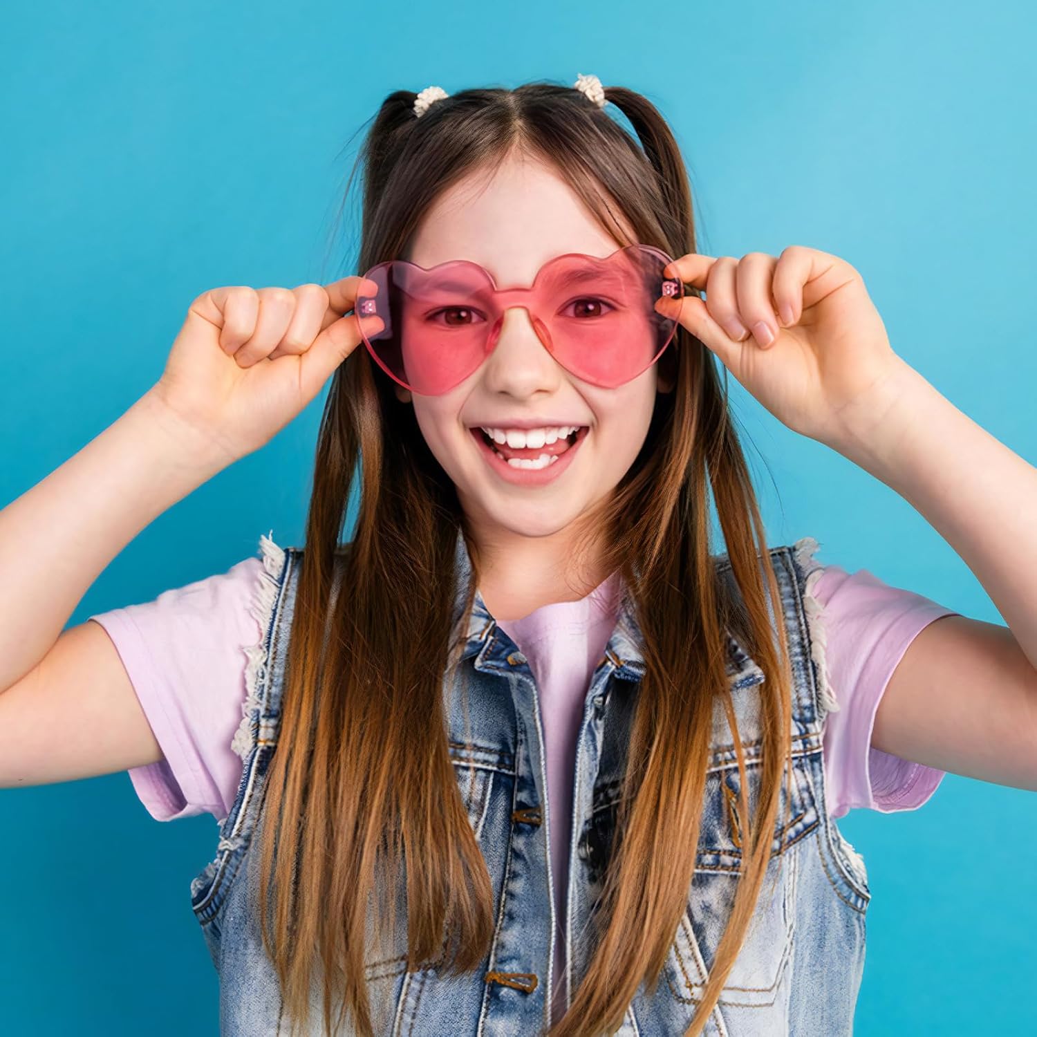 SUNOVELTIES 18 Heart Shape Rimless Kids Sunglasses