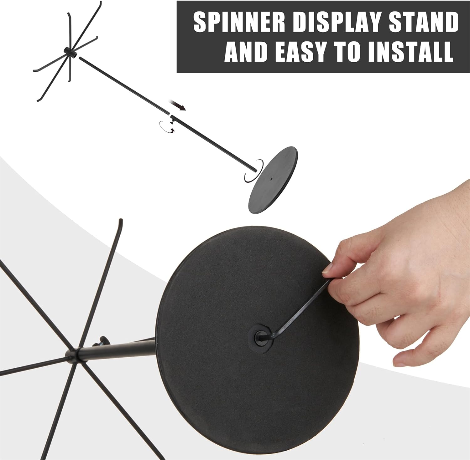 Adjustable Height Rotating Jewelry Display Stand - Matte Black 1 Pack