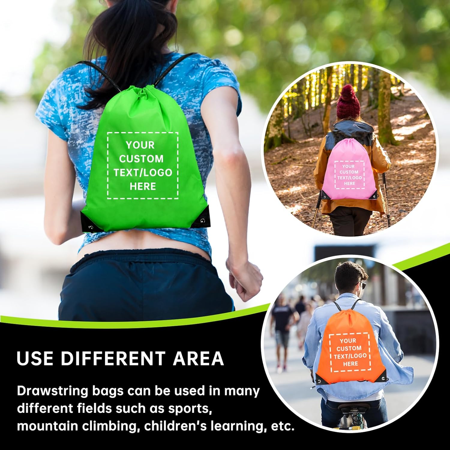 Custom Drawstring Backpacks 10 50 100 200 Pack