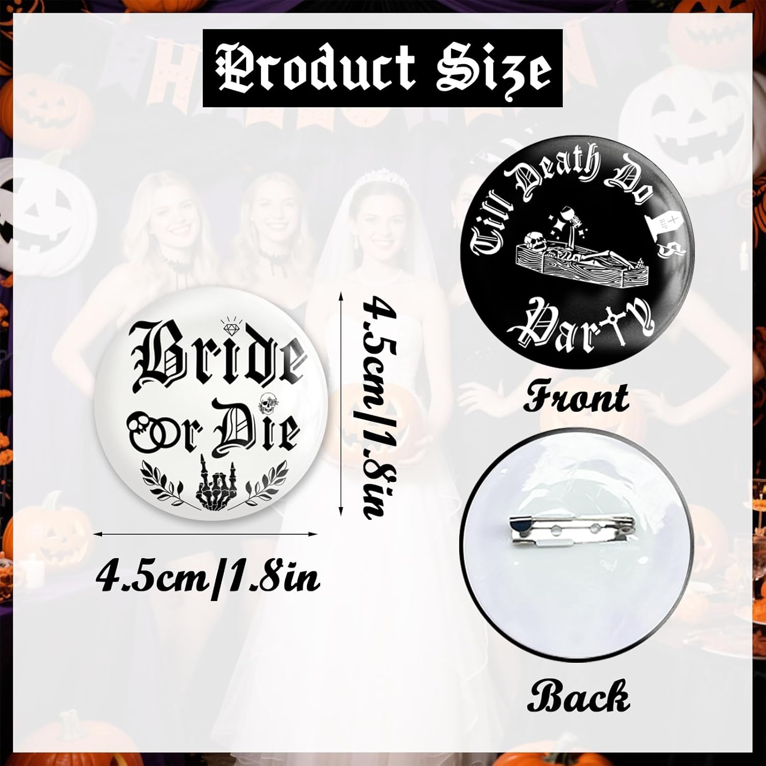 12 Pcs Bride or Die Bachelorette Buttons Pins Set