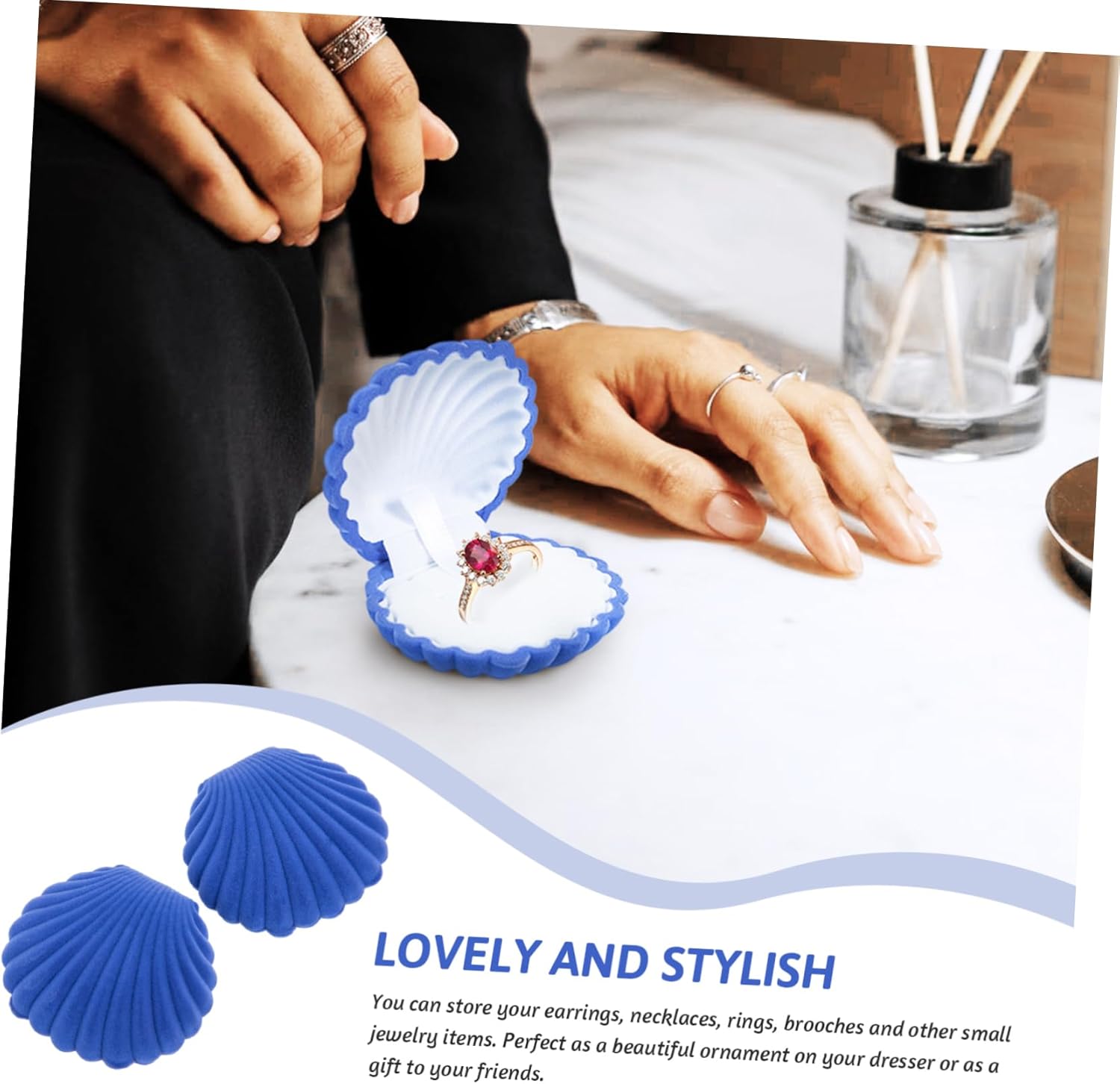 TENDYCOCO 2pcs Shell Jewelry Box Earring Organizer Case