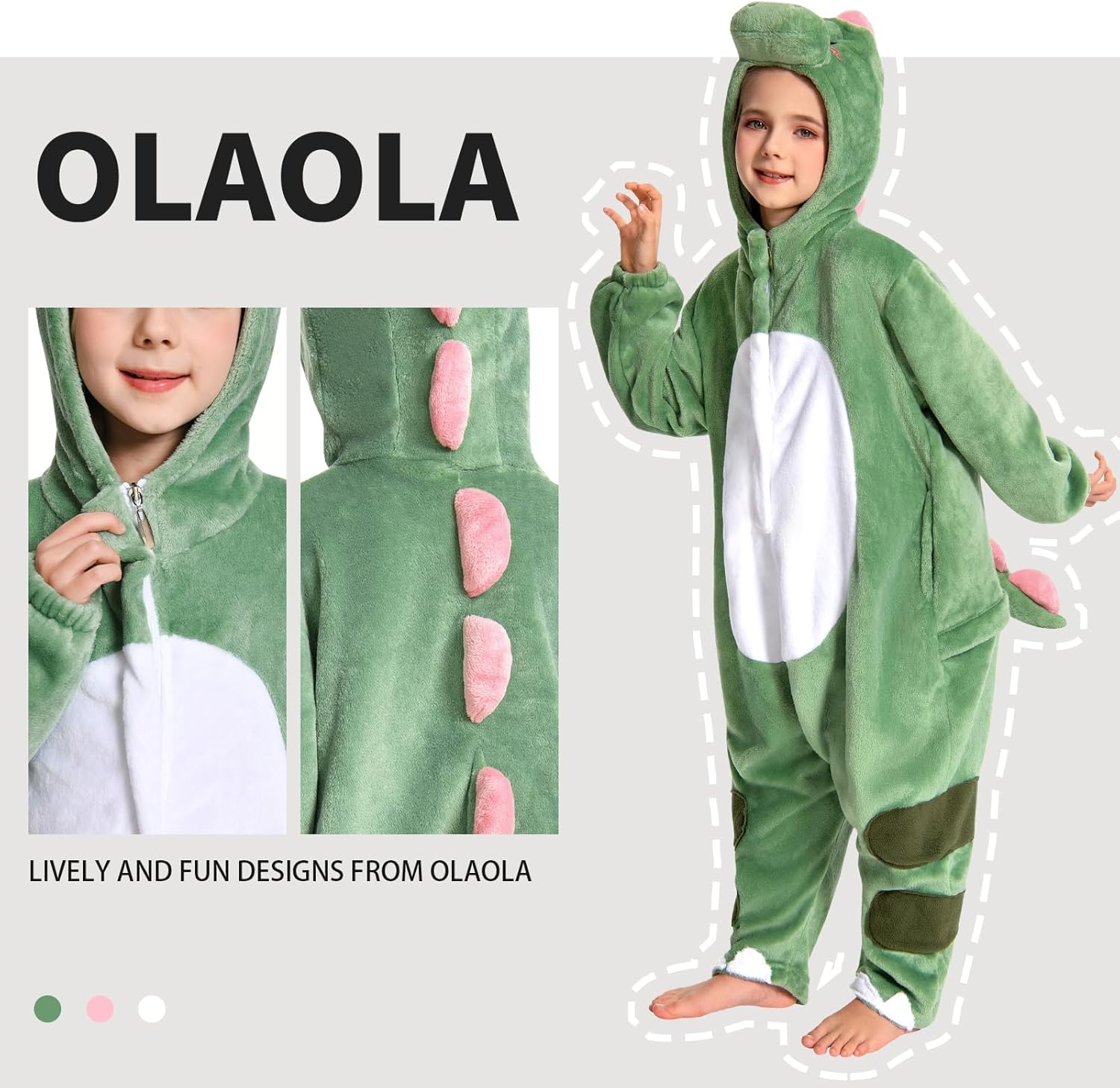 OLAOLA Kids Animal Onesie Unisex Plush Cosplay Pajamas
