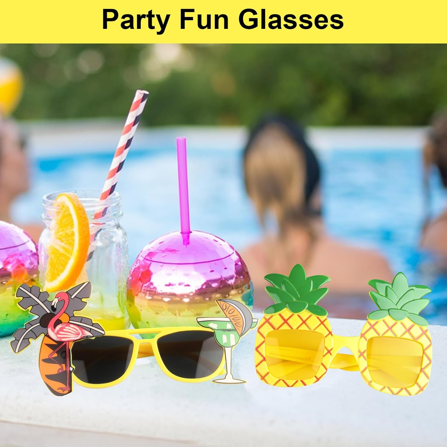 2 Pcs Luau Party Sunglasses with Pineapple Design