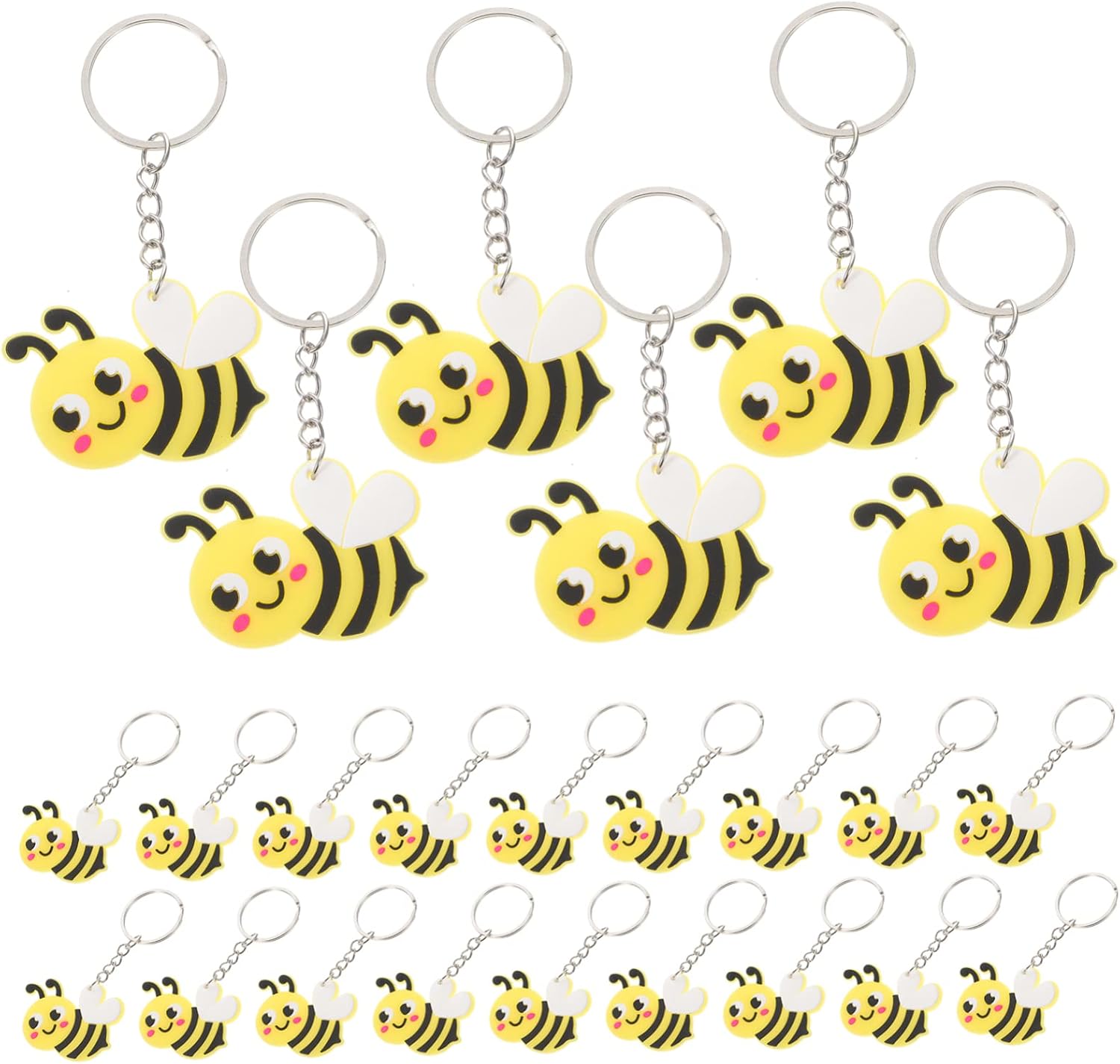 24 Pcs Cute Bee Keychains for Bags and Decor