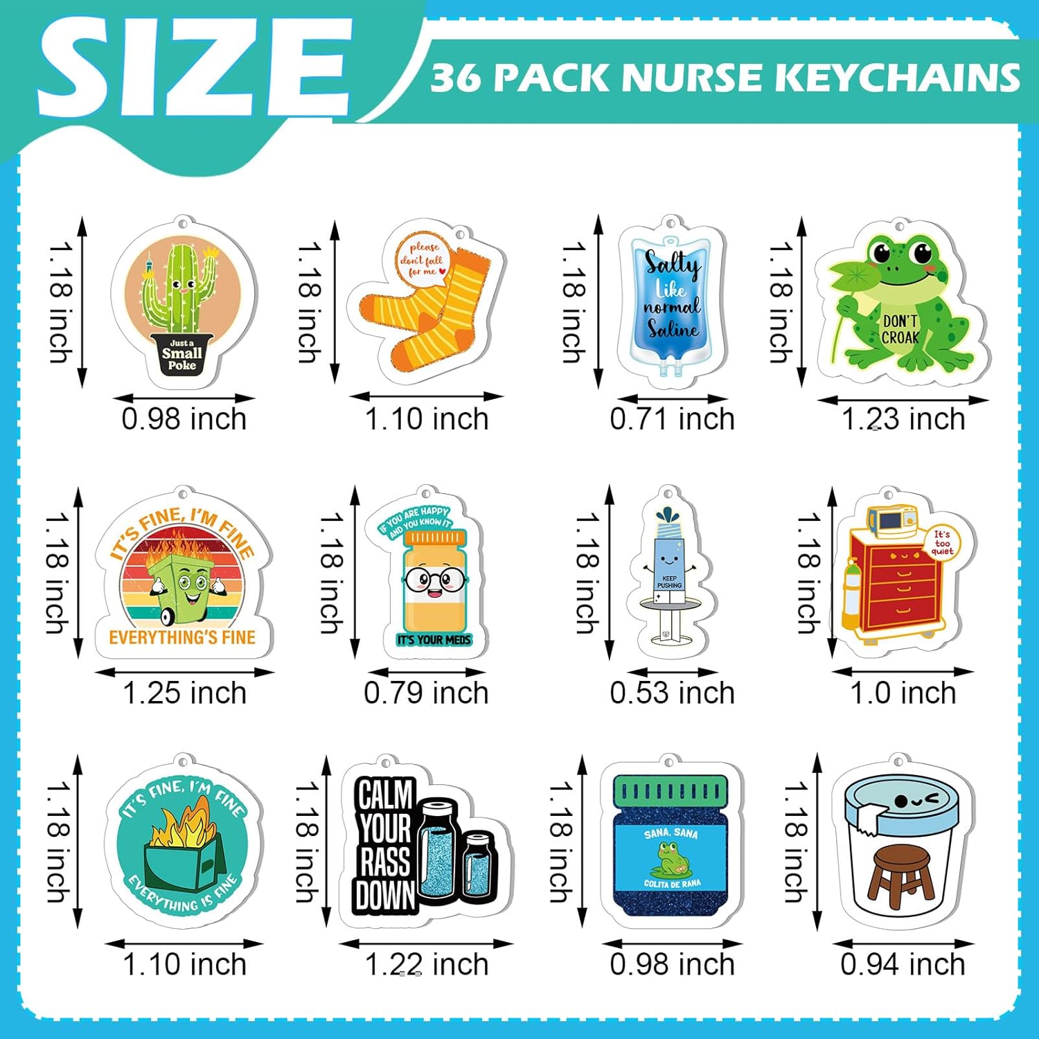 Sureio 36 Pcs Funny Nurse Keychains for Women