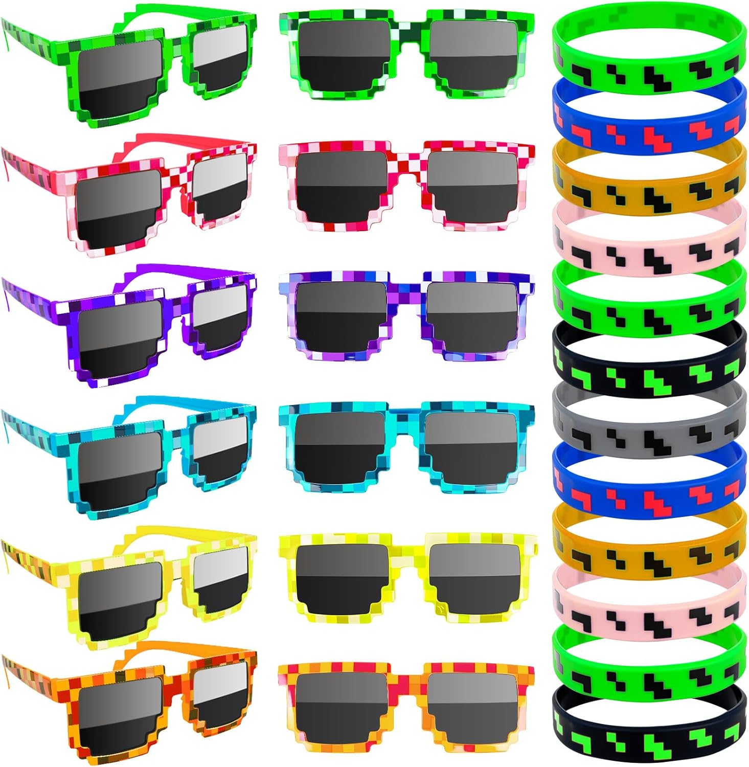 24 Pack Pixel Party Favors for Kids and Adults