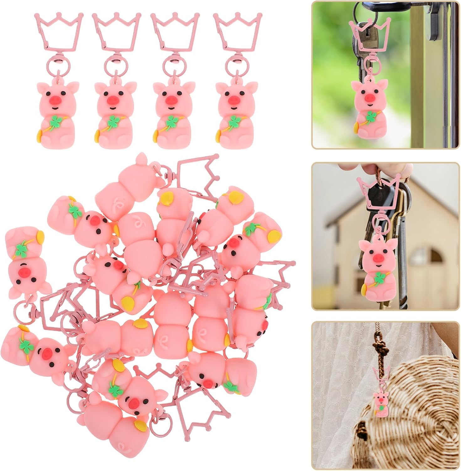 MAGICLULU St Patricks Day Keychain Set with Lucky Pendant and Animal Charm