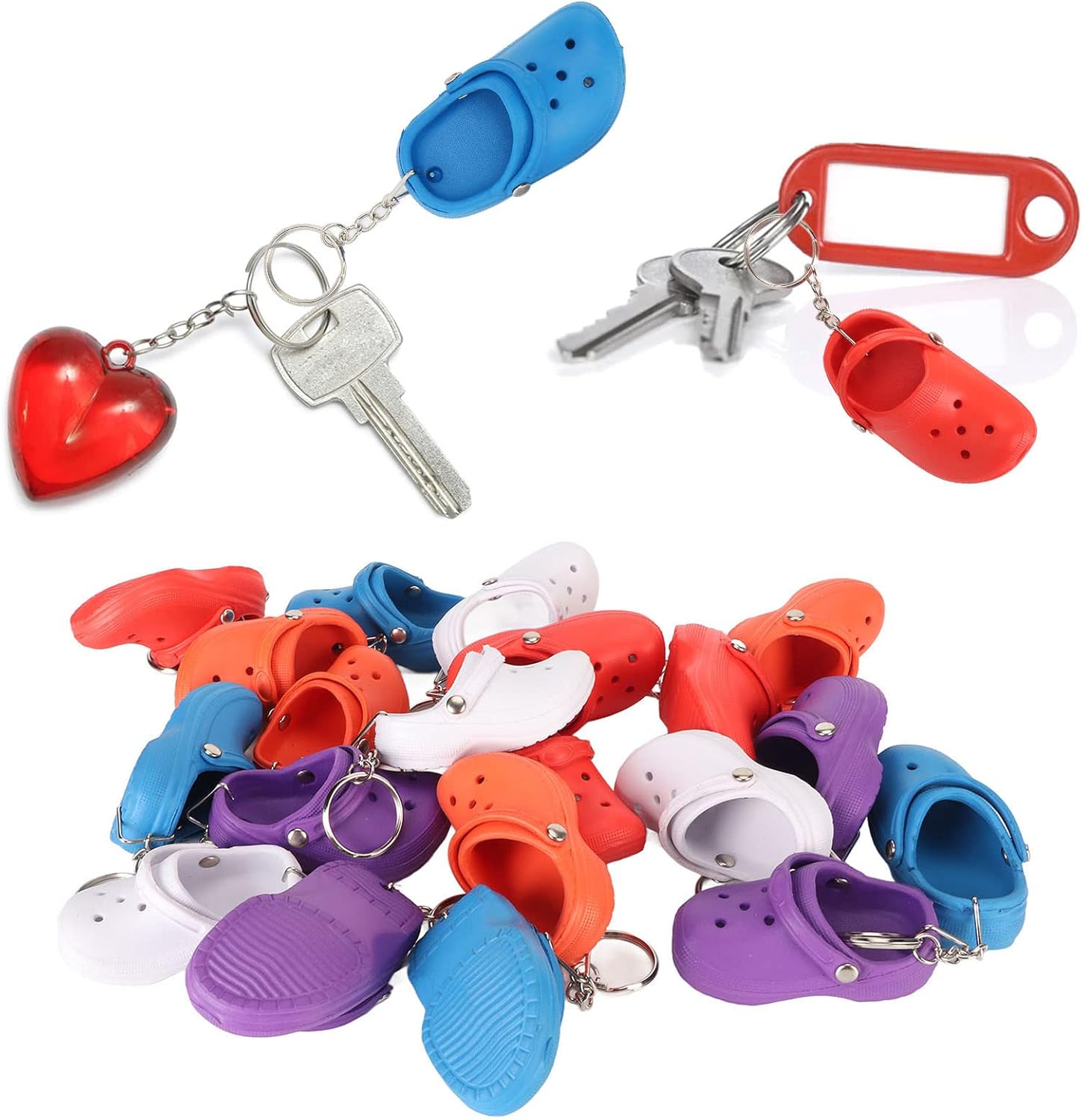 HEEPDD 20Pcs Mini Silicone Slipper Keychains