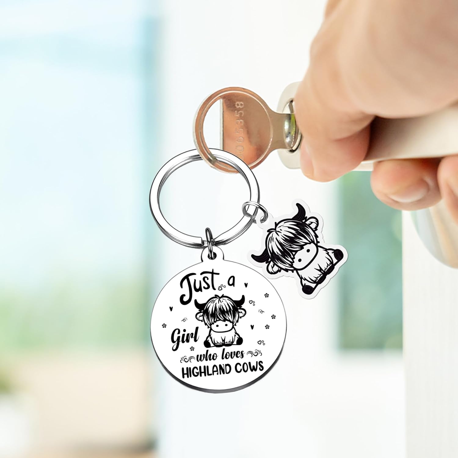 Highland Cow Keychain Cute Girl Gift for Cow Lovers