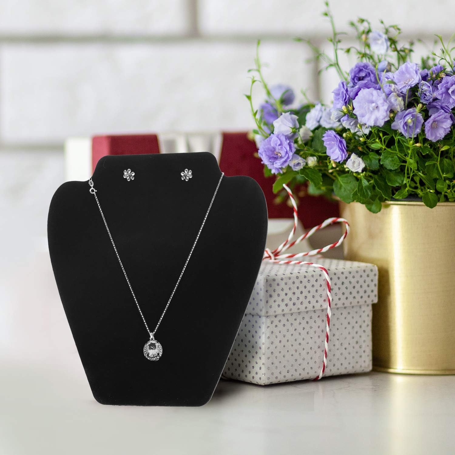 KINJOEK 10 Pcs Black Velvet Necklace Holder