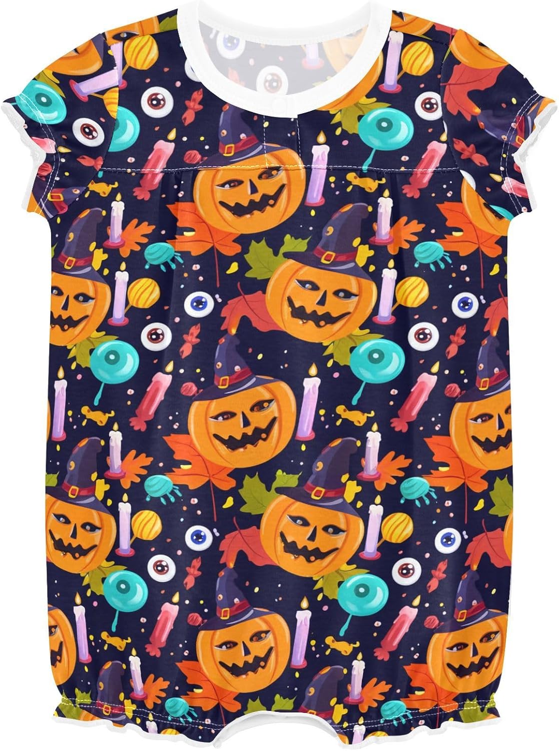 Emelivor Halloween Pumpkin Candle Bodysuits for Baby Girls 3M-24M