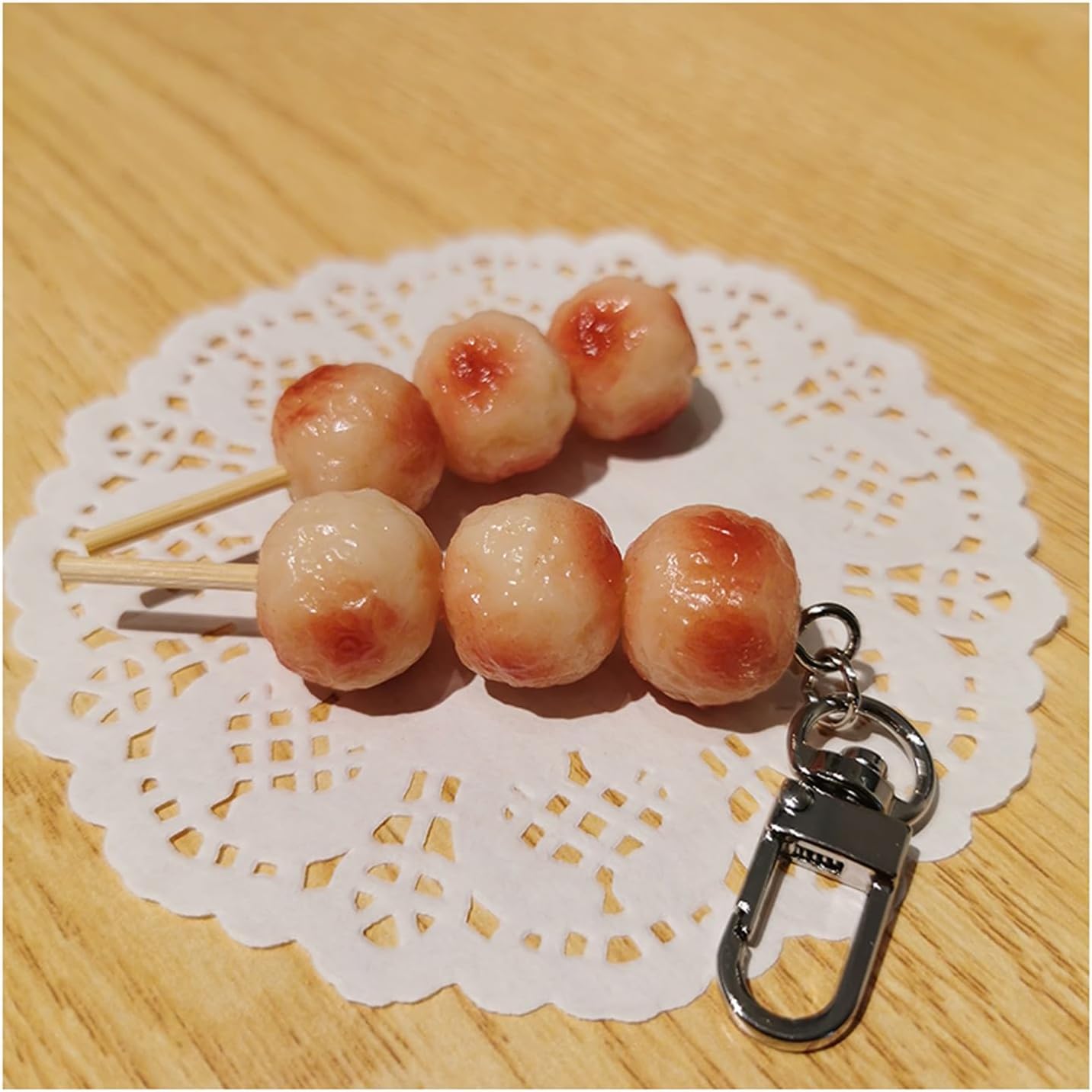 AVLUZ Fish Ball Skewers Keychain Funny Birthday Gift Key Ring